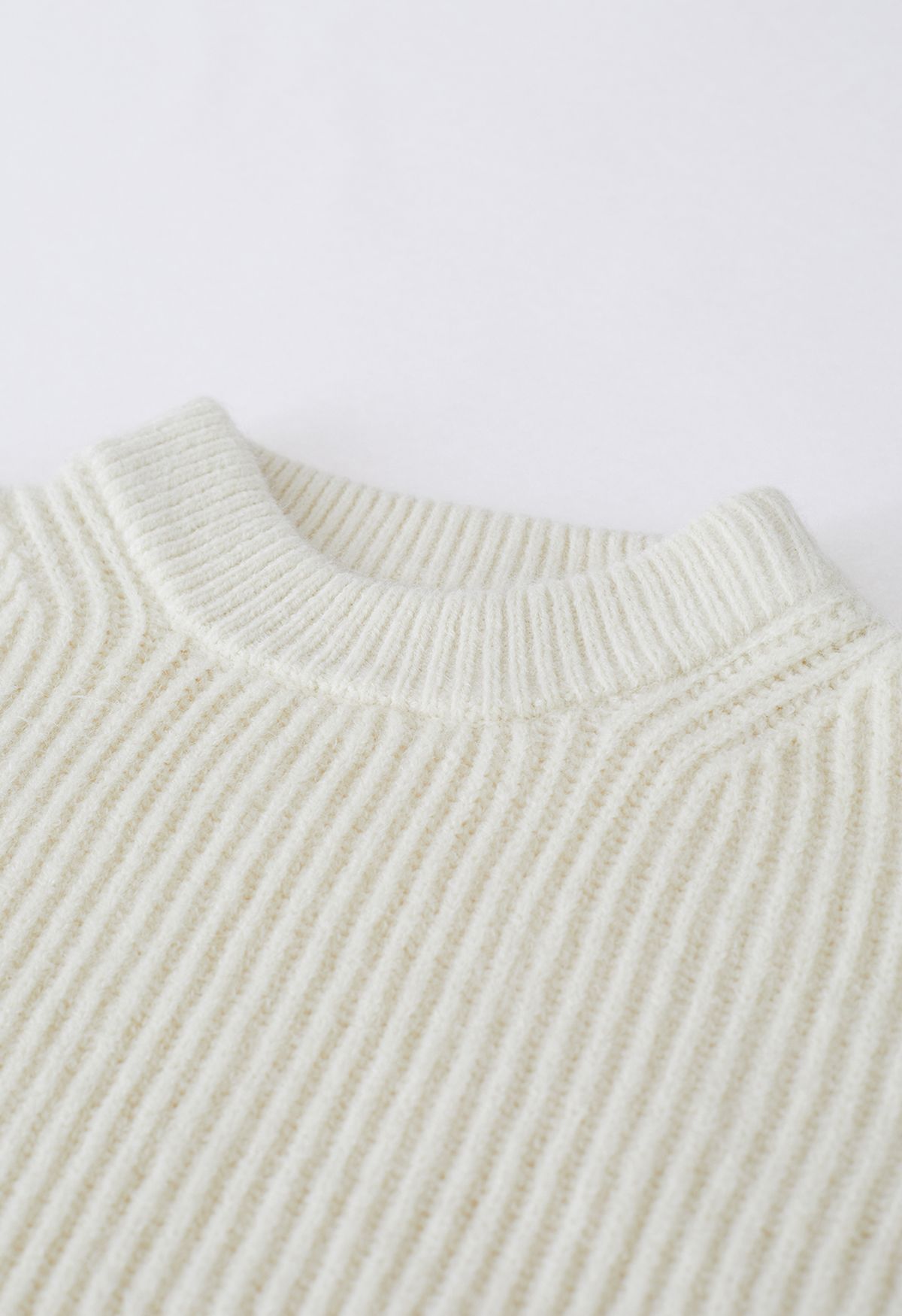 Solid Color Rib Knit Sweater in Ivory - Retro, Indie and Unique Fashion