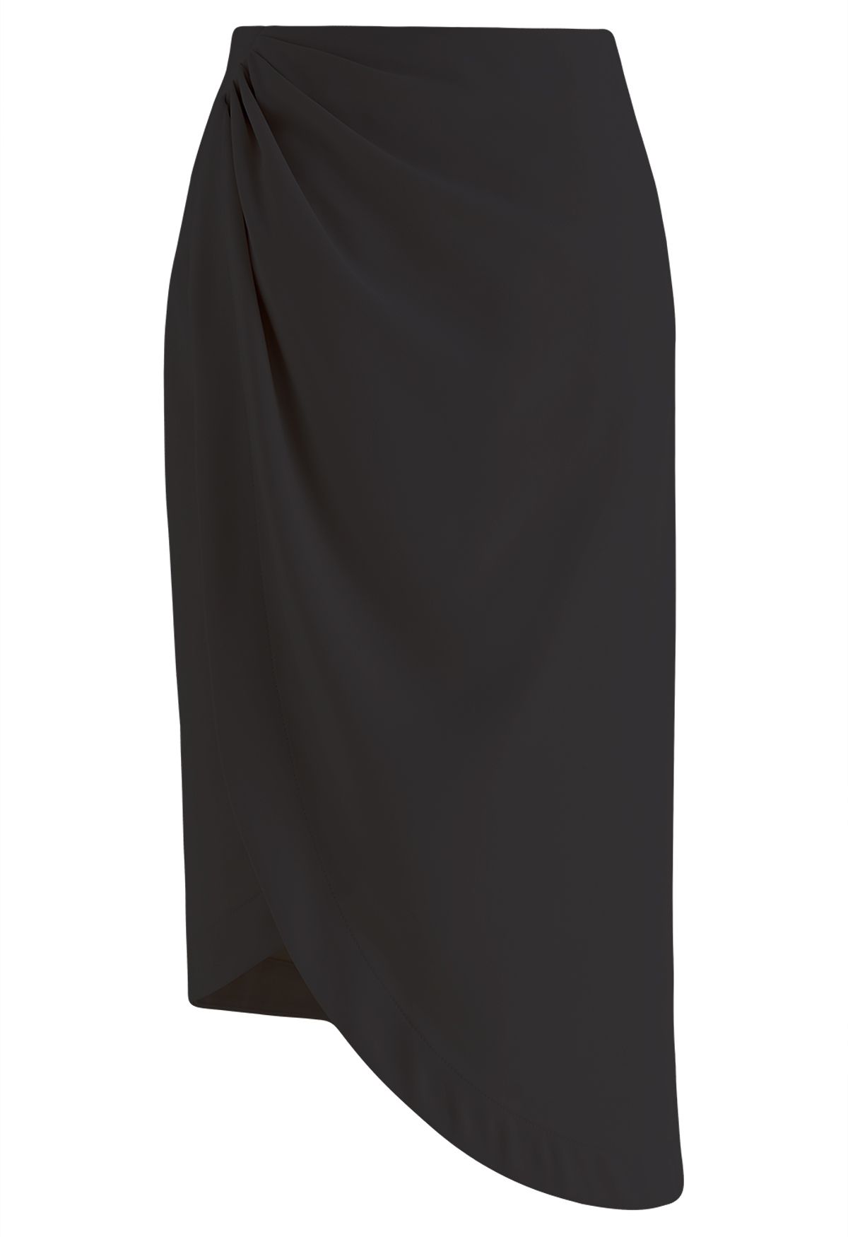 Oblique Tulip Hem Midi Skirt in Black - Retro, Indie and Unique Fashion