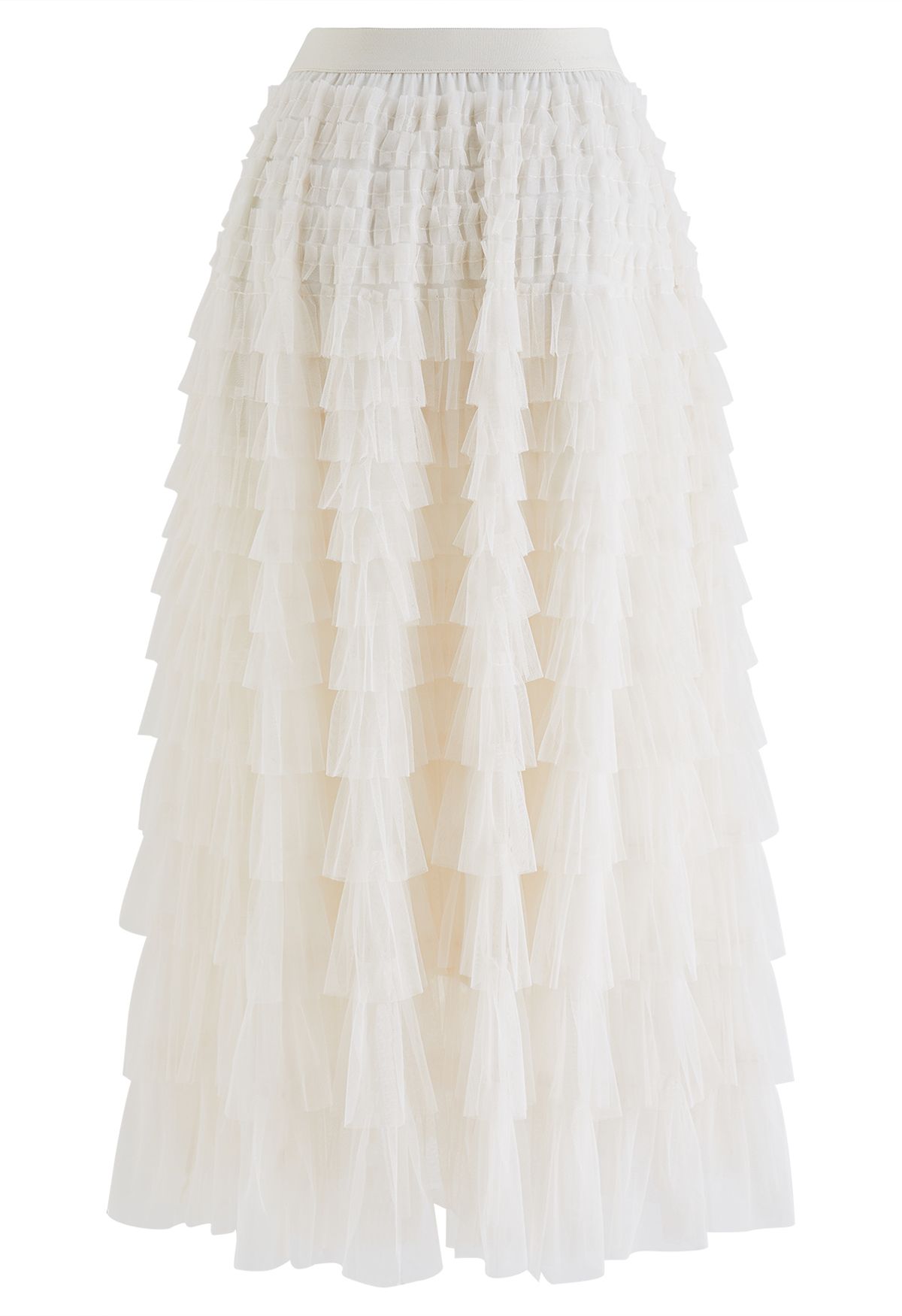 Swan Cloud Midi Skirt in Cream - Retro, Indie and Unique Fashion