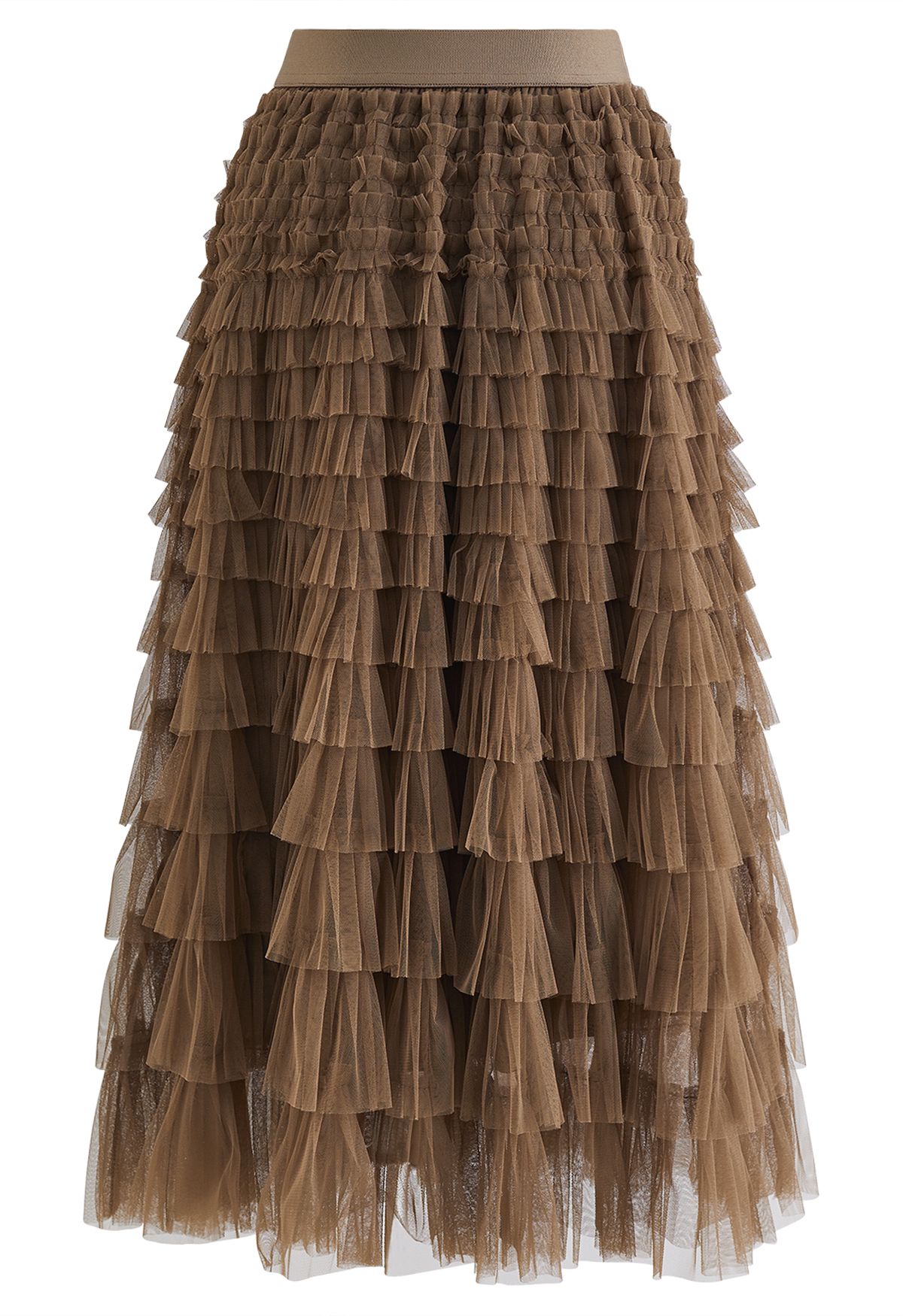 Swan Cloud Midi Skirt in Brown - Retro, Indie and Unique Fashion