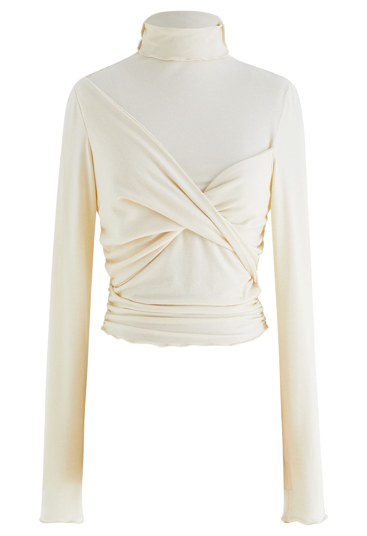 Lettuce Edge Twist Front Top in Cream - Retro, Indie and Unique Fashion