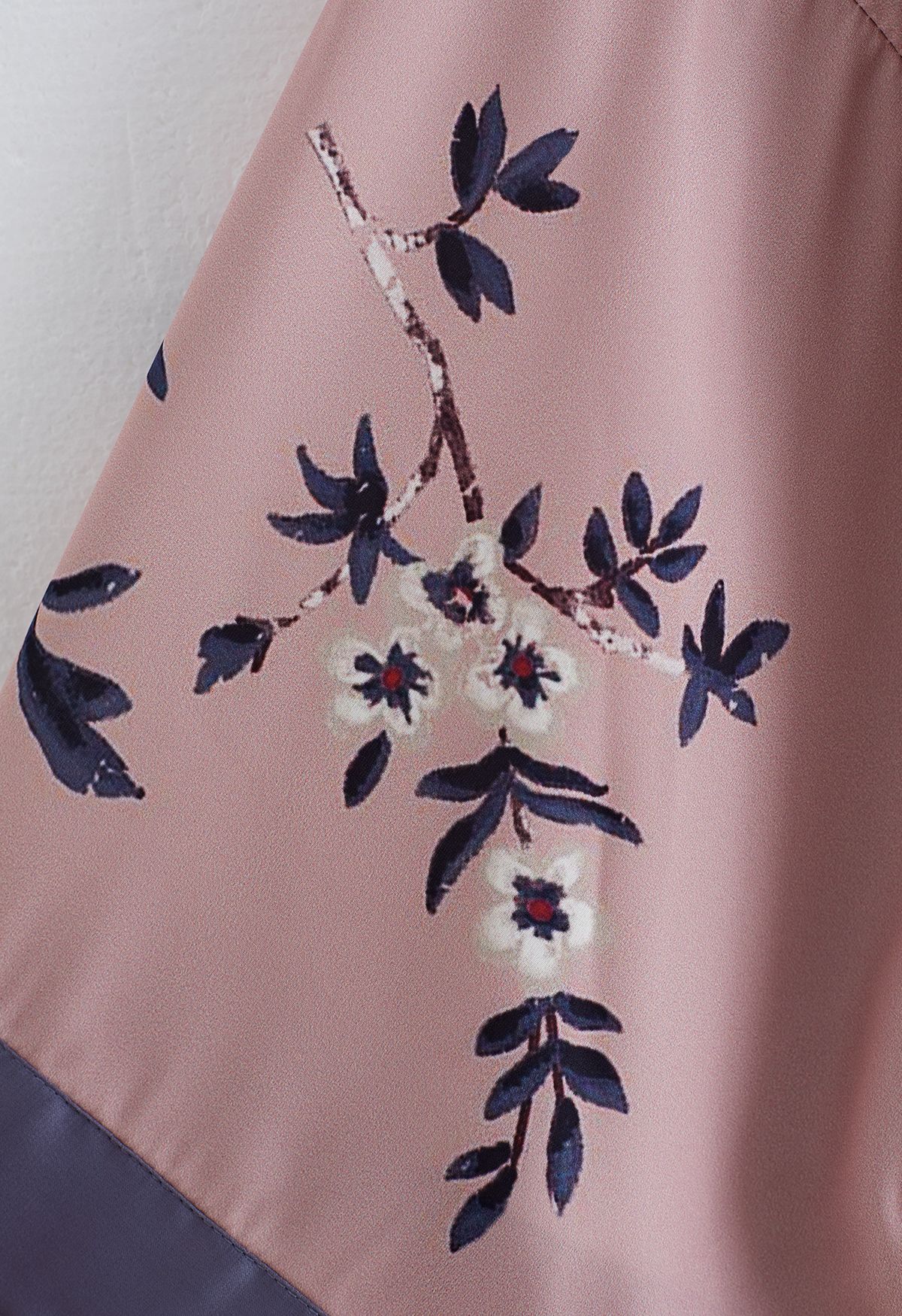 Floral Print Satin Robe in Pink