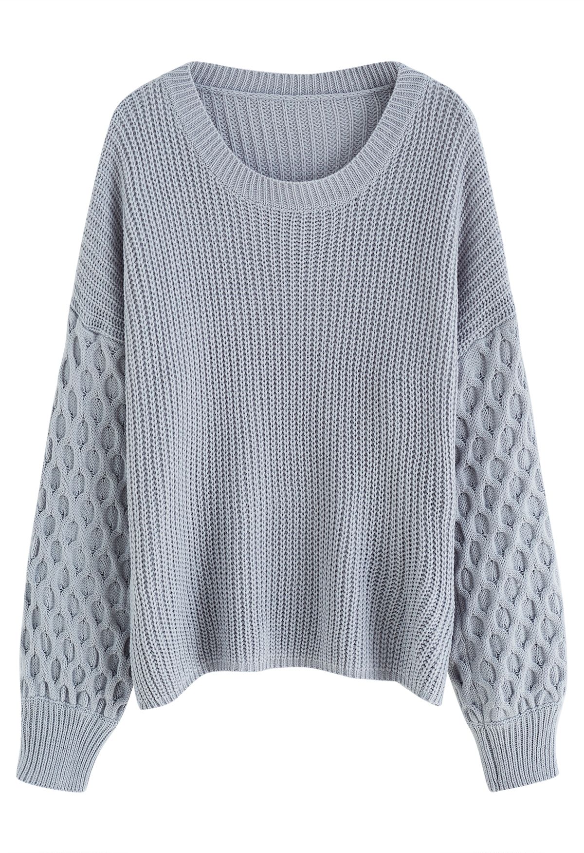 Honeycomb Stitch Sleeve Rib Knit Sweater