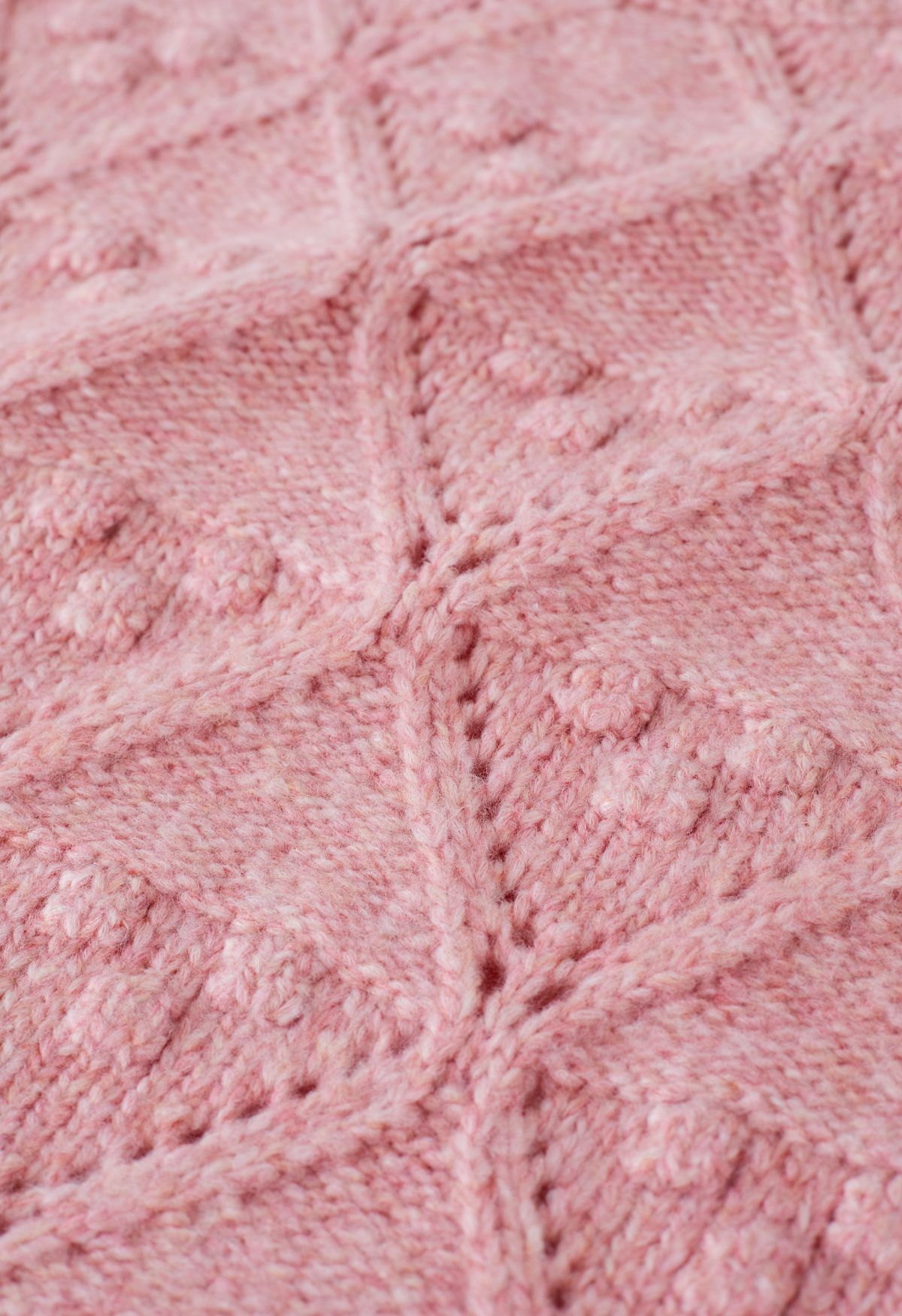 Contrast Edge Dotted Pink Knit Vest