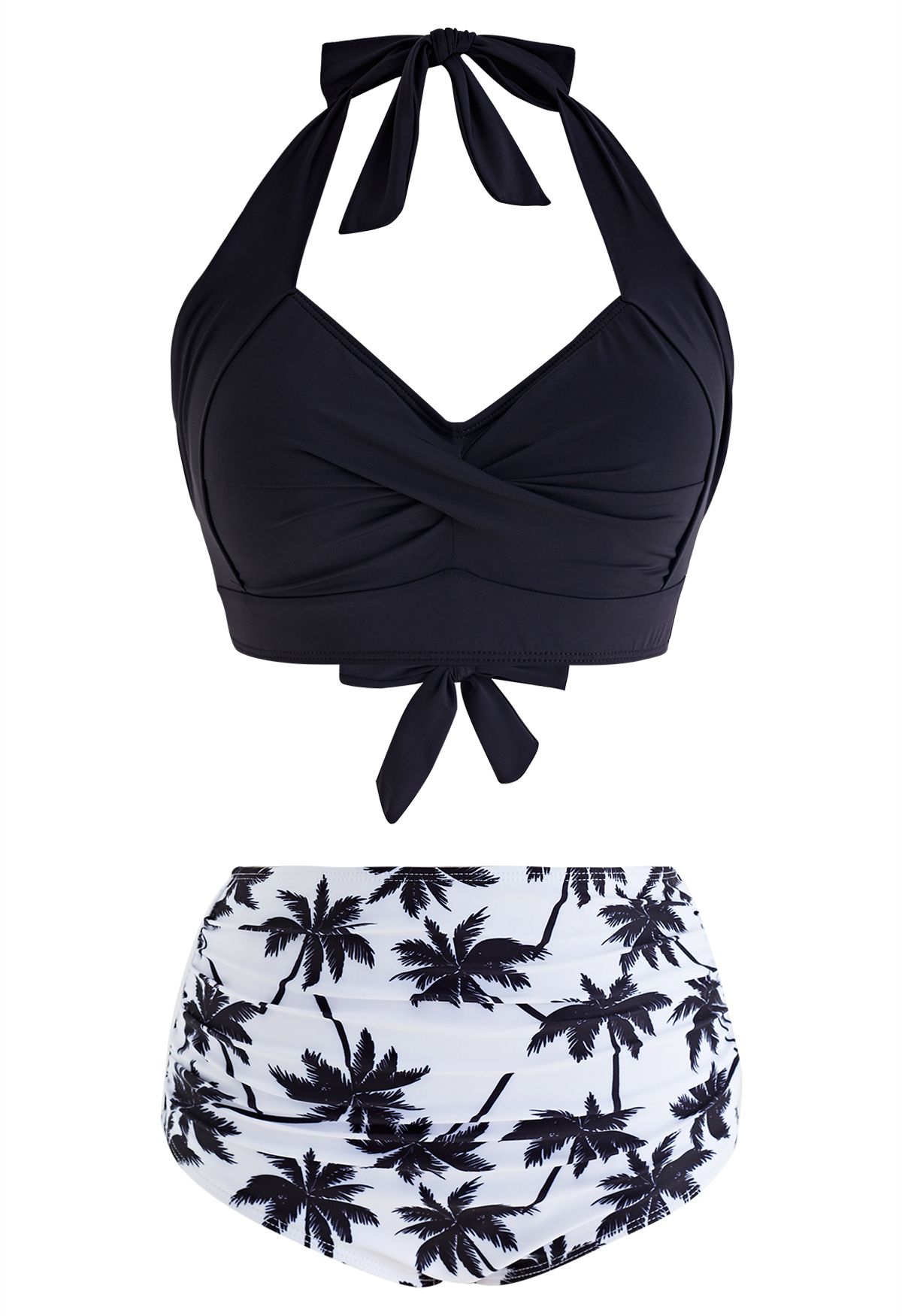 Palm Print Halter Neck Bikini Set