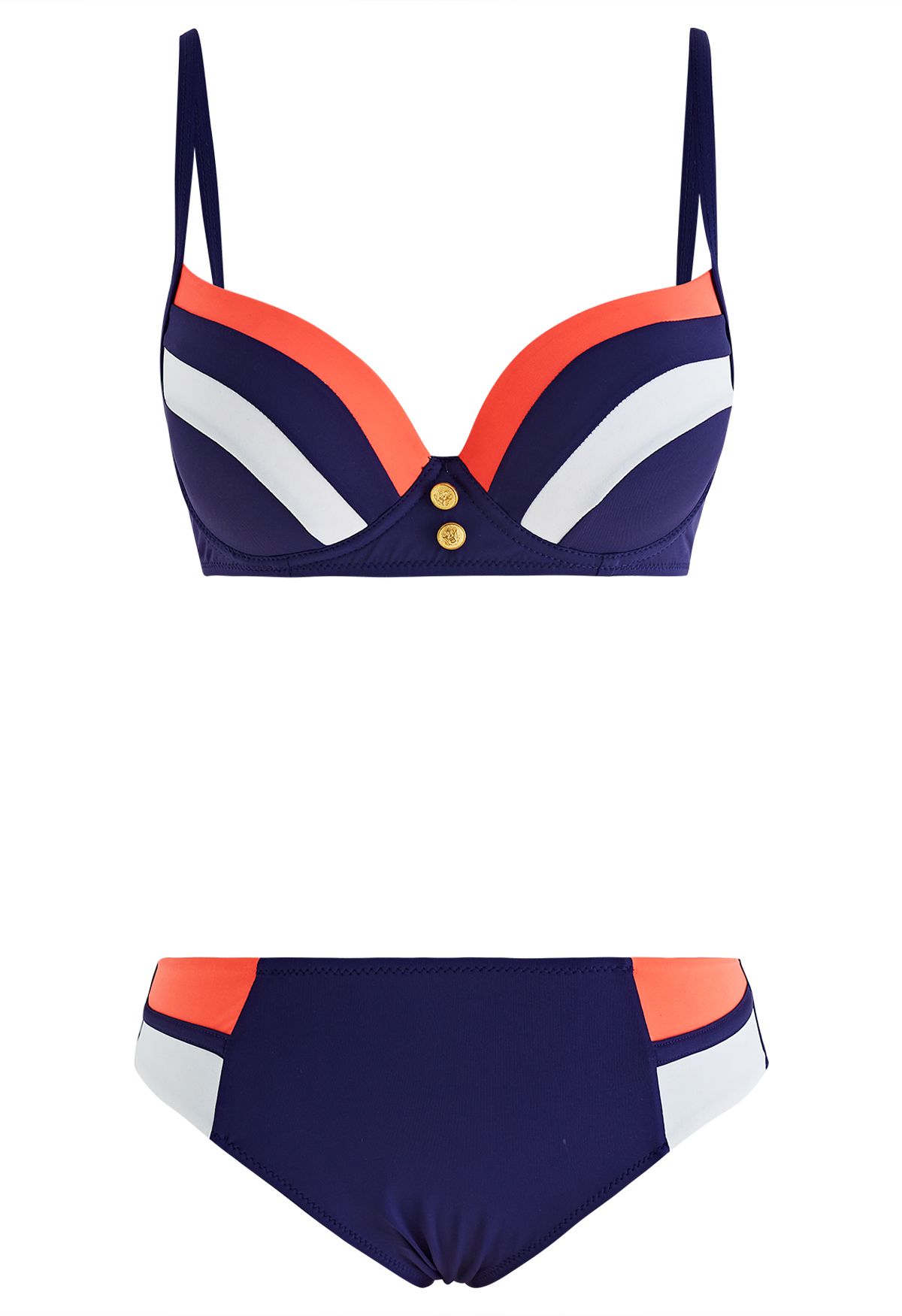 Triple Color Geometric Pattern Bikini Set