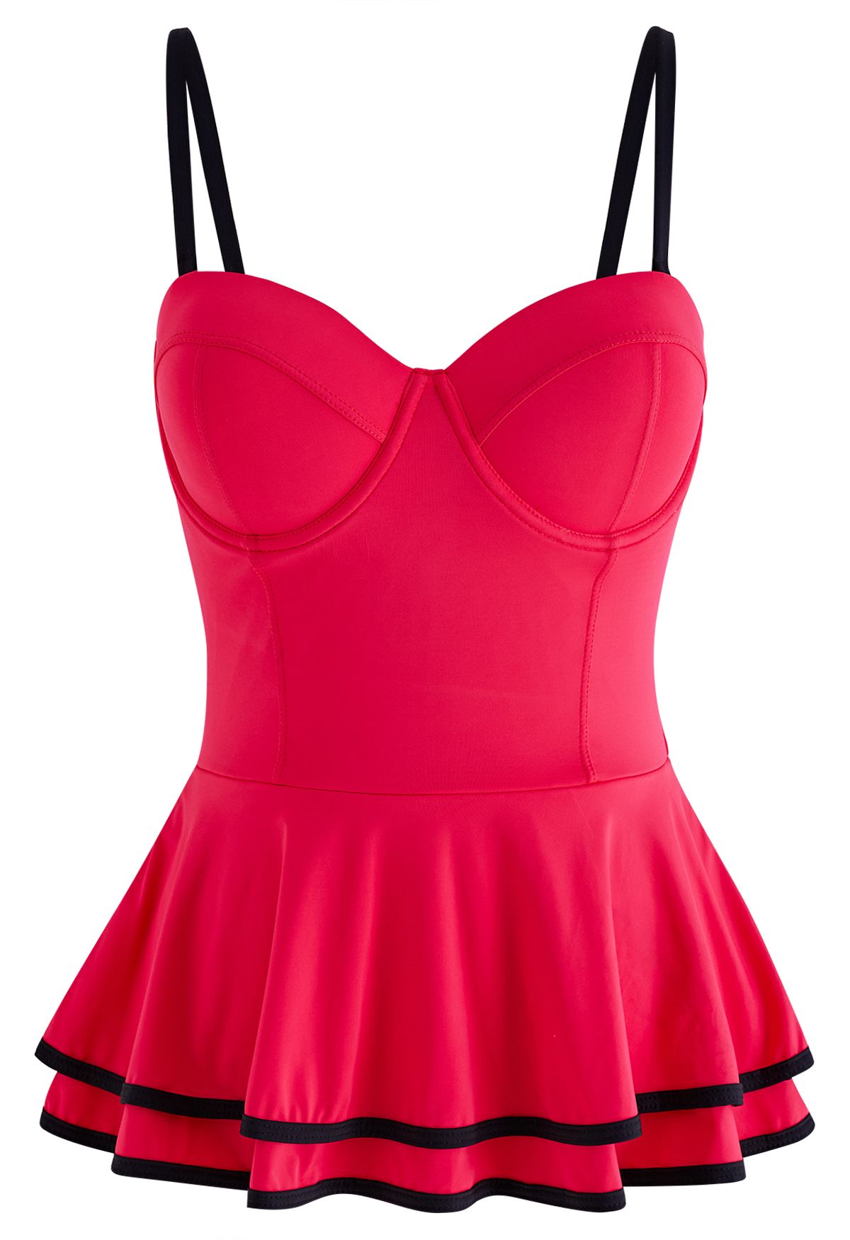 Tiered Ruffle Hot Pink Swim Dress - Retro, Indie and Unique Fashion