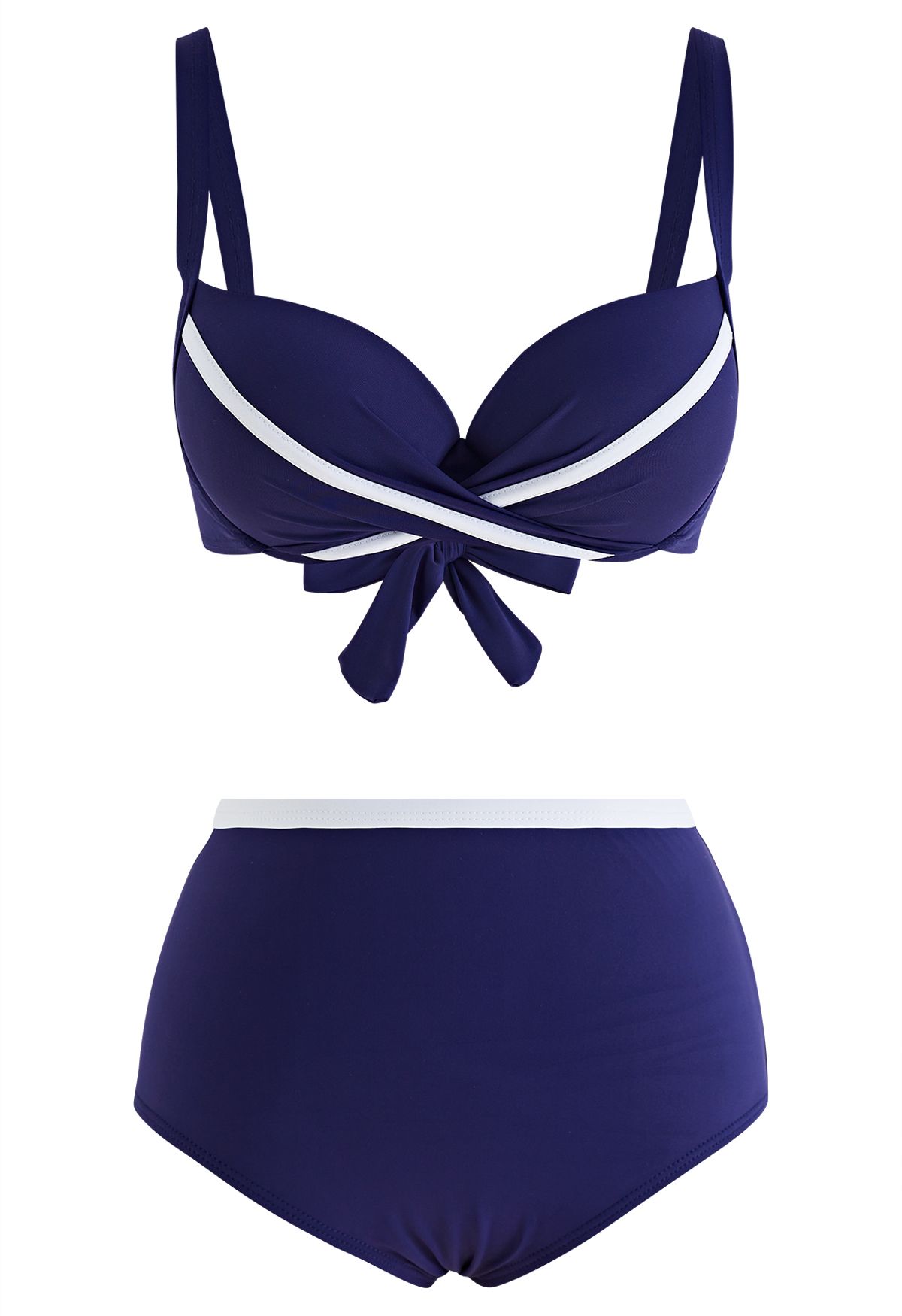 Contrast Stripe Navy blue Bikini Set