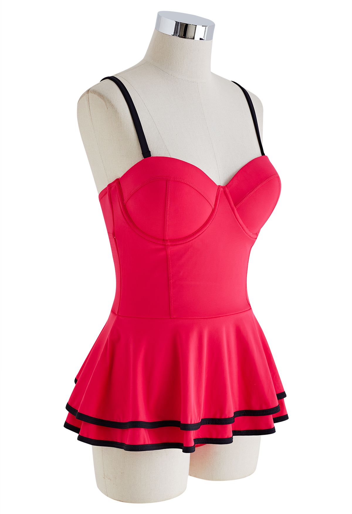 Tiered Ruffle Hot Pink Swim Dress