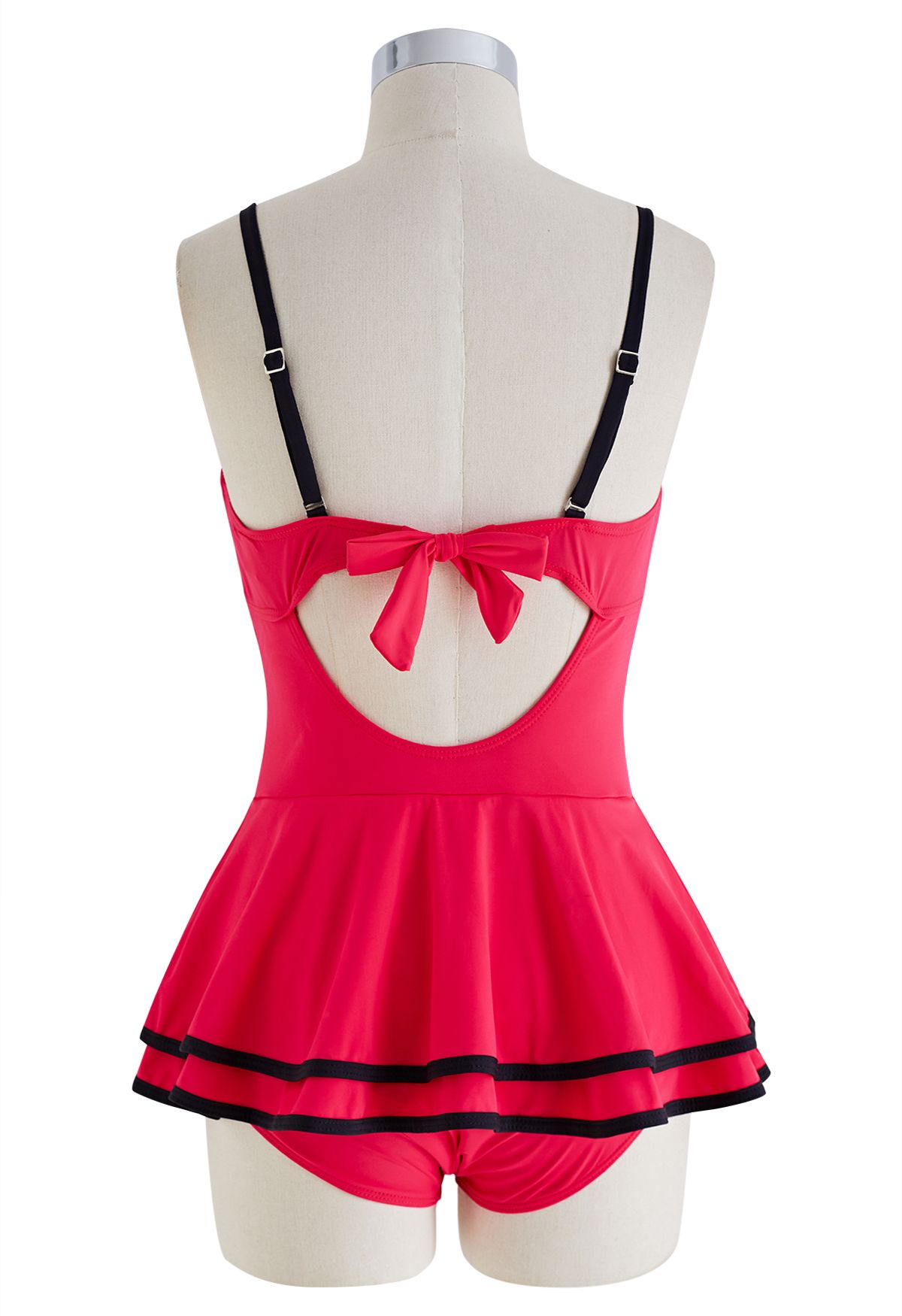 Tiered Ruffle Hot Pink Swim Dress - Retro, Indie and Unique Fashion