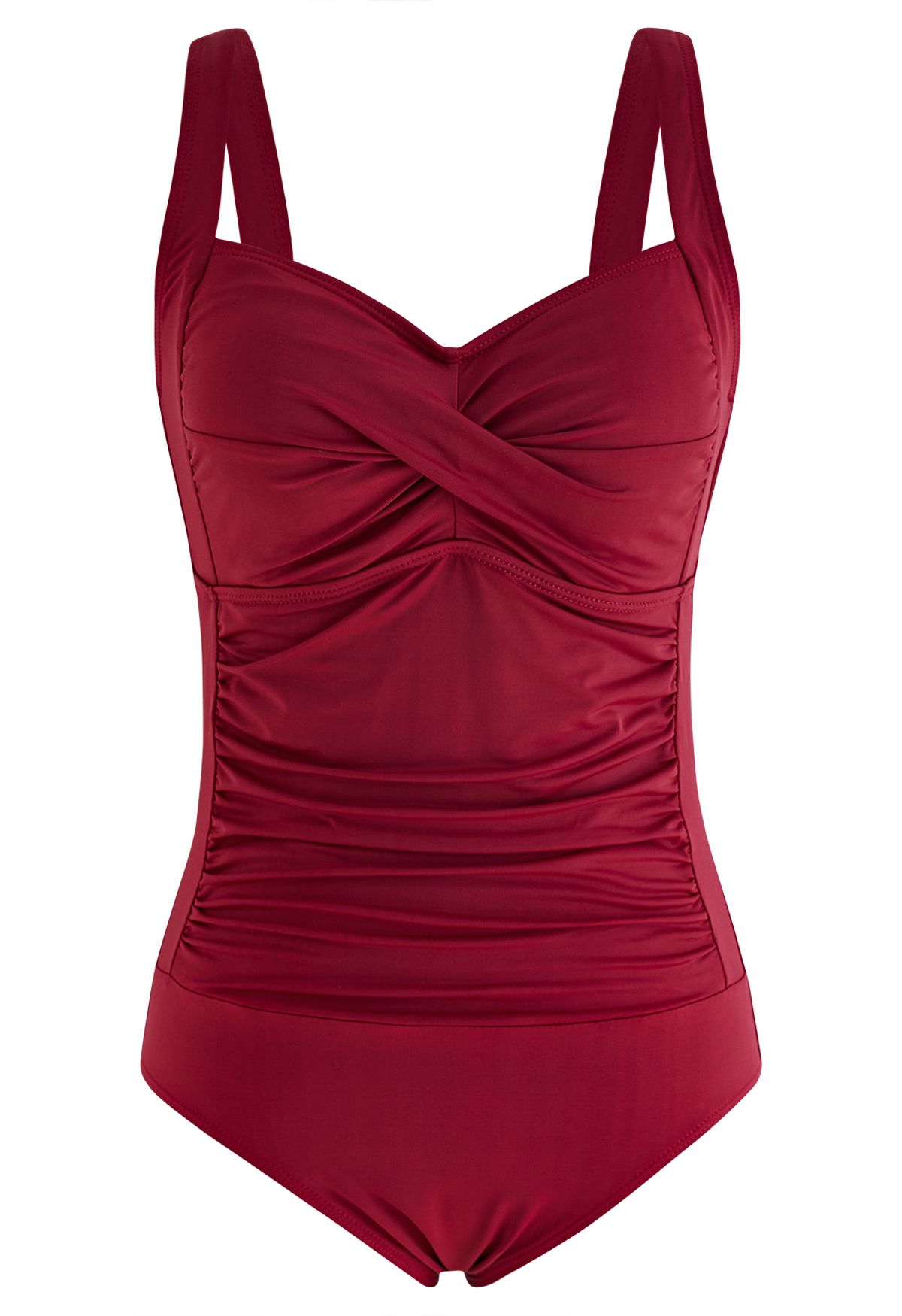 Burgundy Twisted Ruched Swimsuit