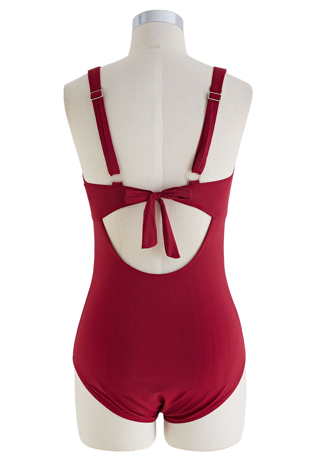 Burgundy Twisted Ruched Swimsuit