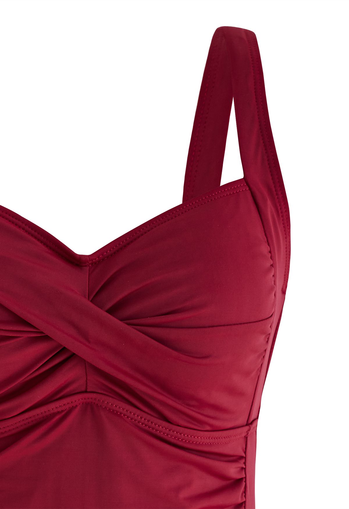 Burgundy Twisted Ruched Swimsuit