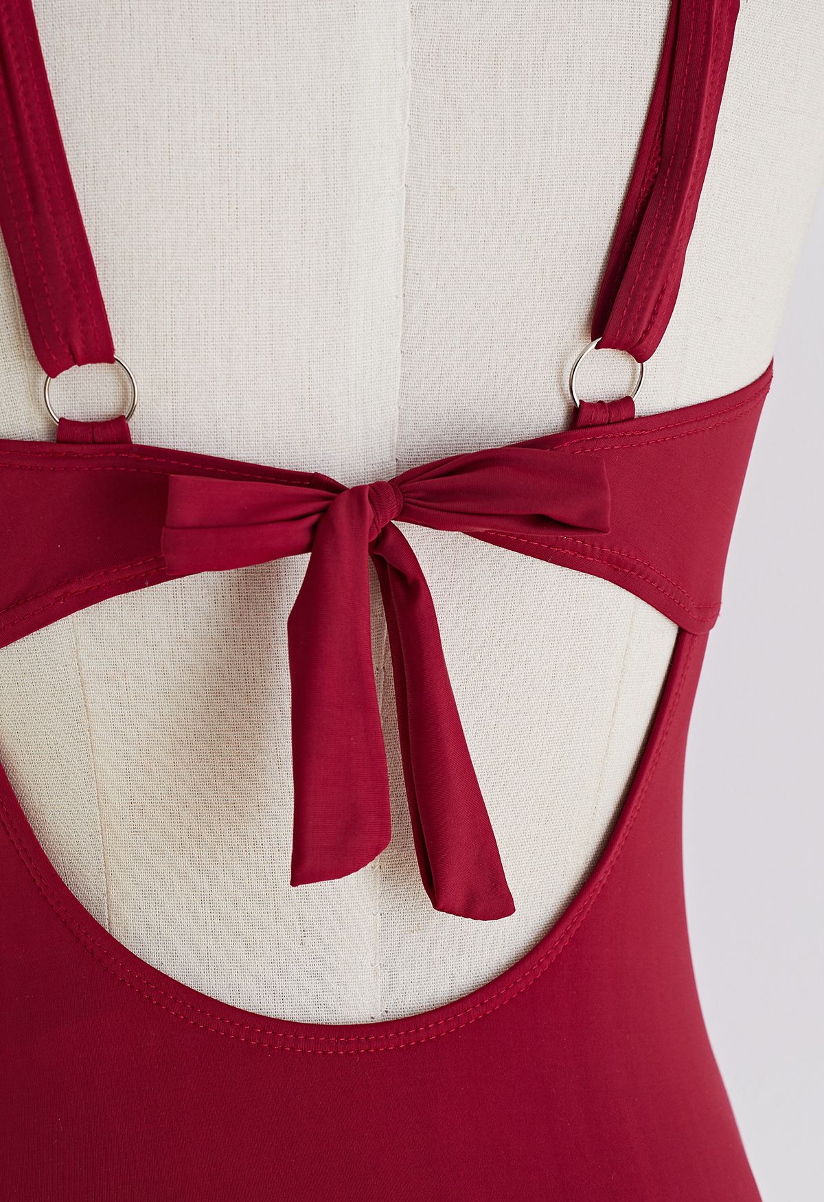 Burgundy Twisted Ruched Swimsuit