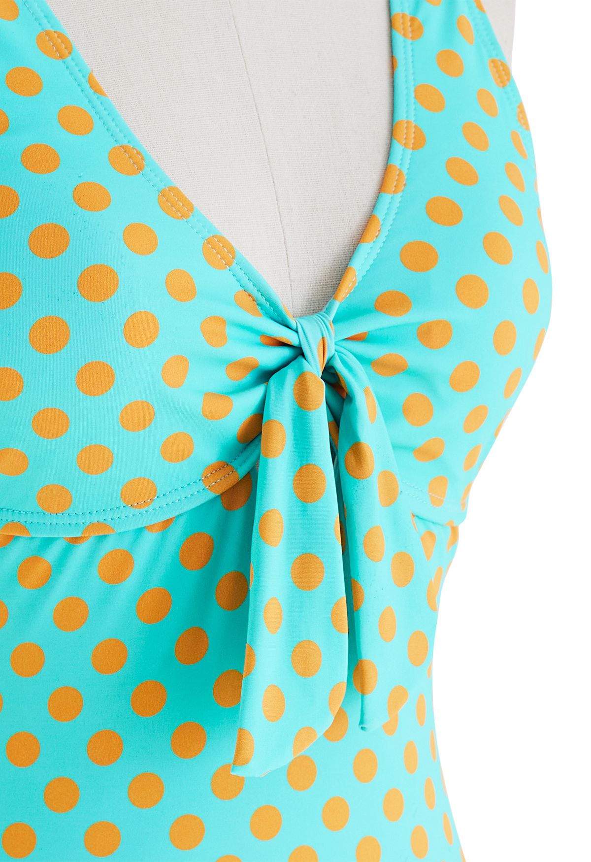 Polka Dot Tie-Knot Ruffle Swimsuit