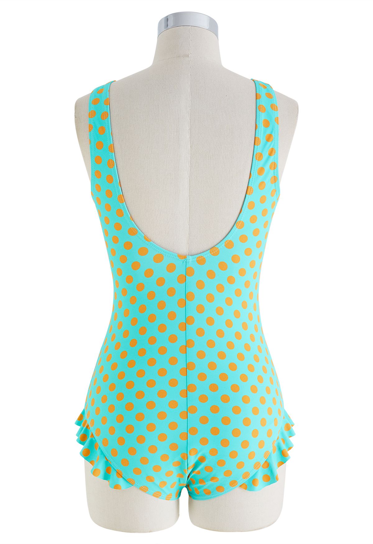 Polka Dot Tie-Knot Ruffle Swimsuit