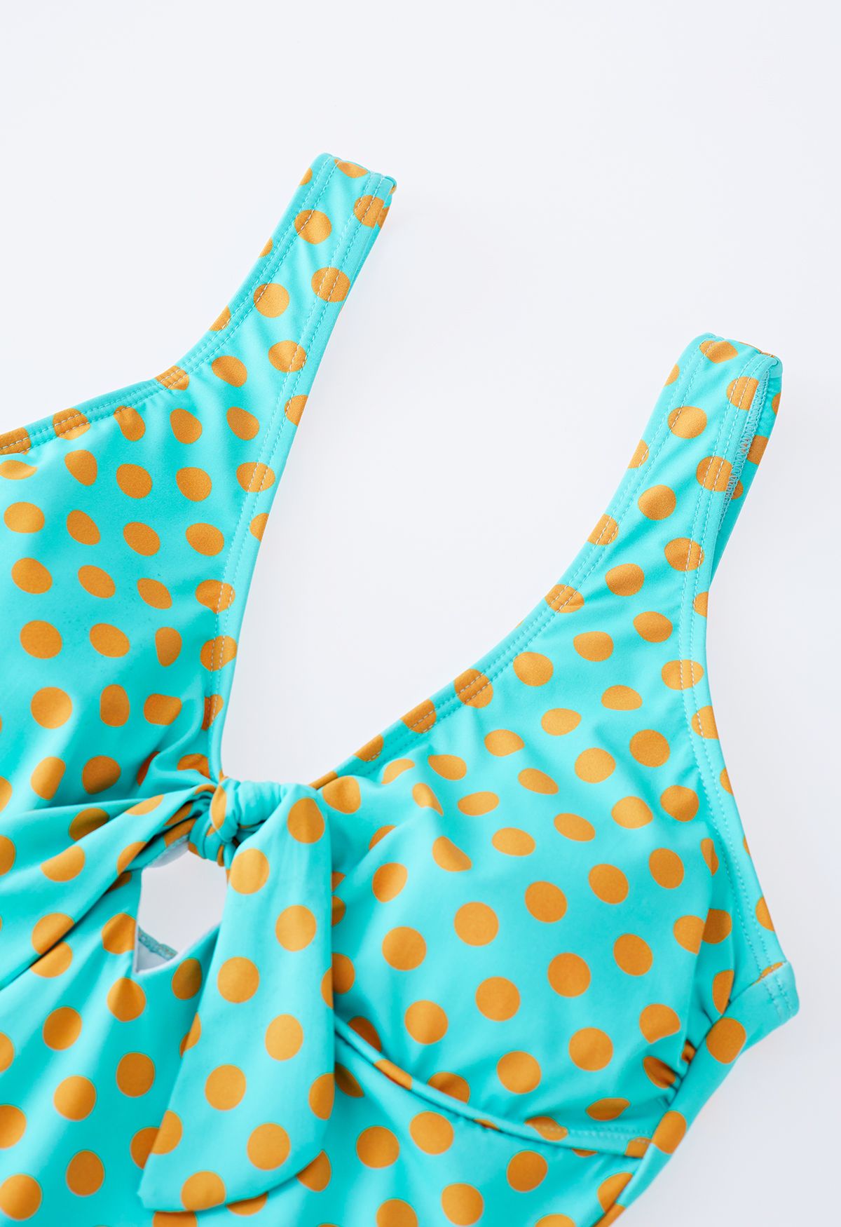 Polka Dot Tie-Knot Ruffle Swimsuit