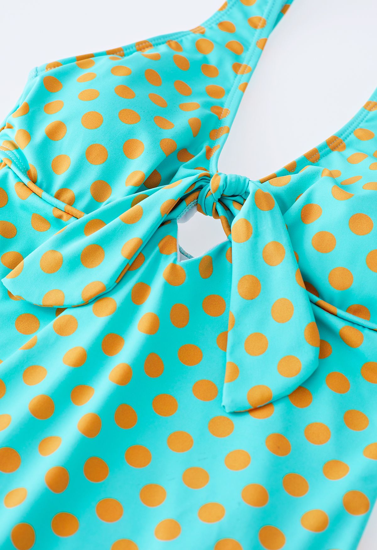 Polka Dot Tie-Knot Ruffle Swimsuit