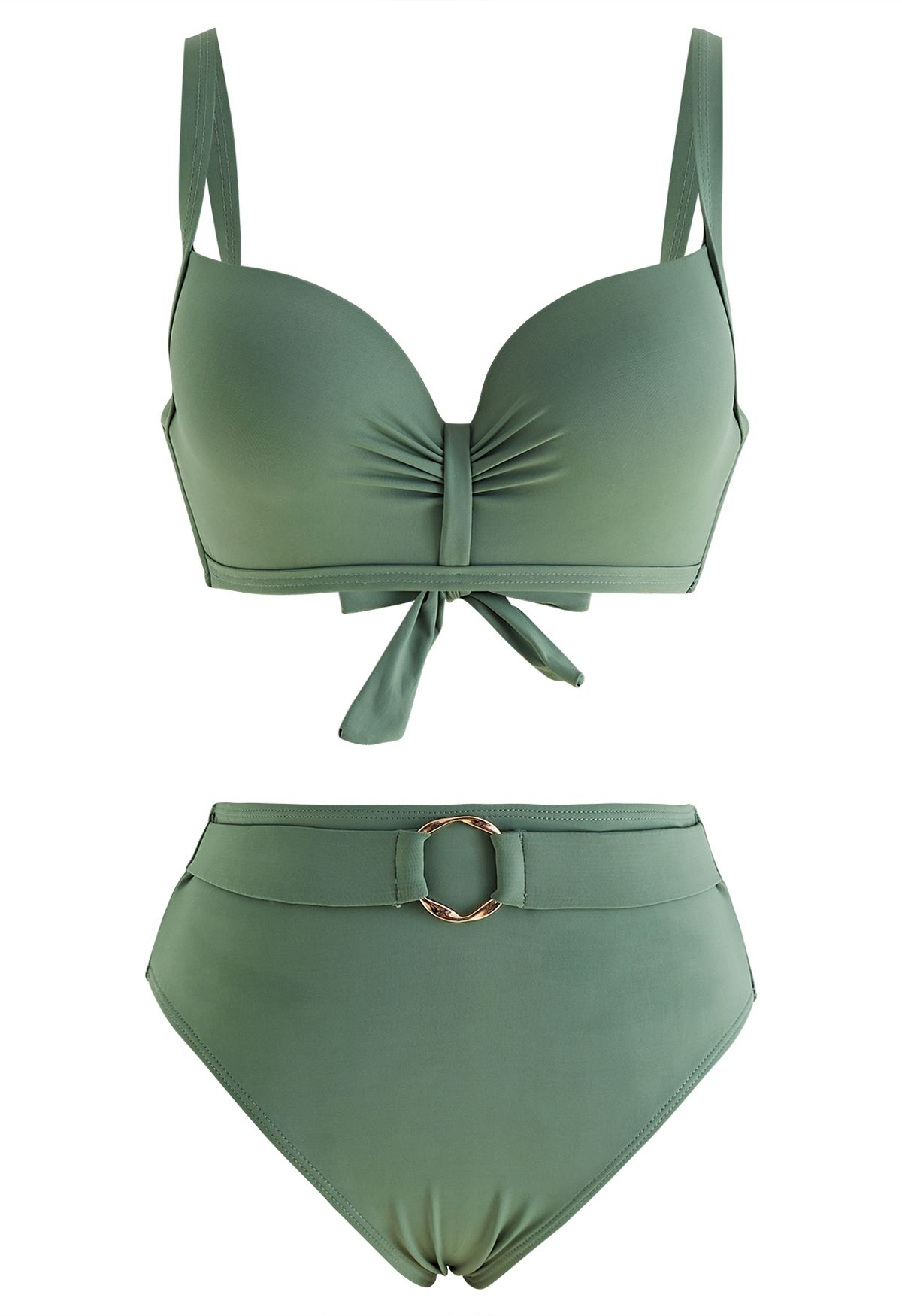 Ruched Detail Belted Waist Bikini Set