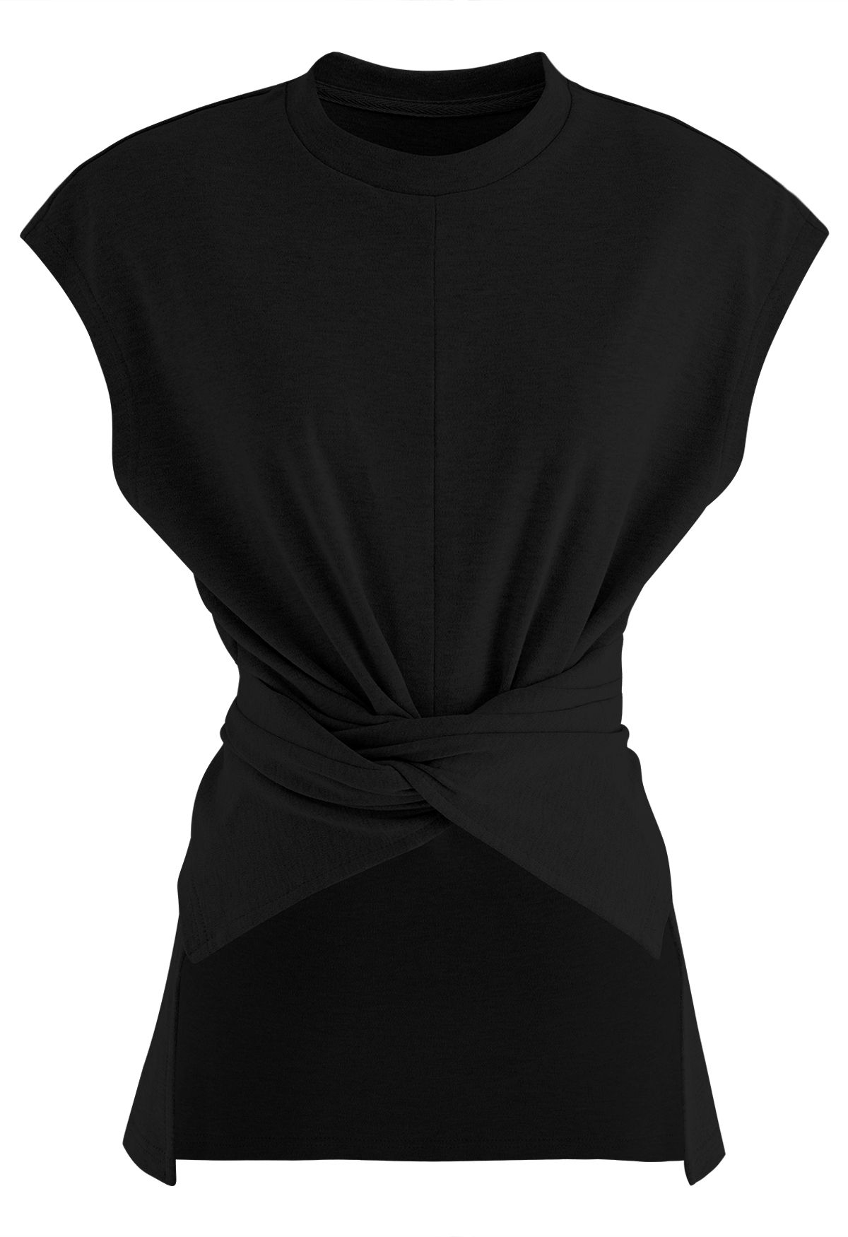 Crisscross Waist Sleeveless Cotton Top in Black - Retro, Indie and ...