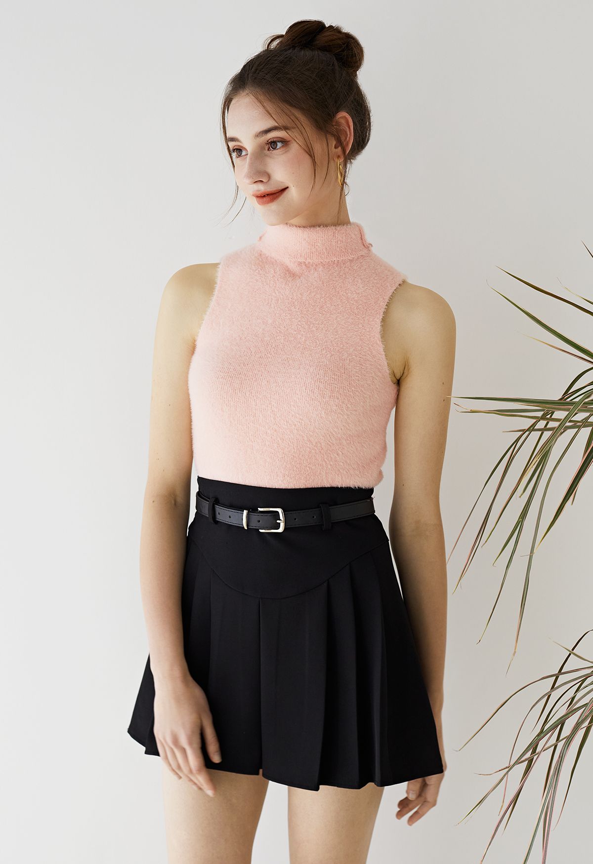 Wednesday Belted Pleated Skirt - Black