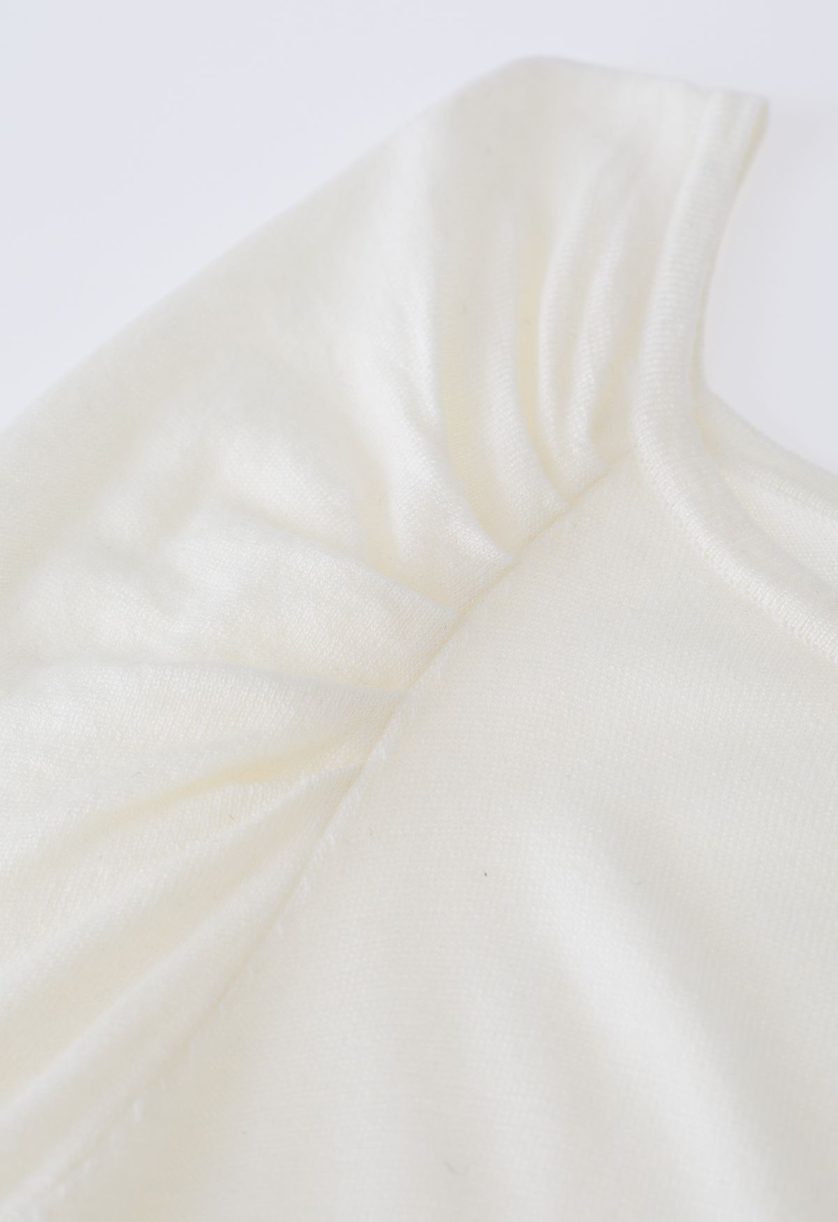 Square Neck Side Drawstring Top in Ivory