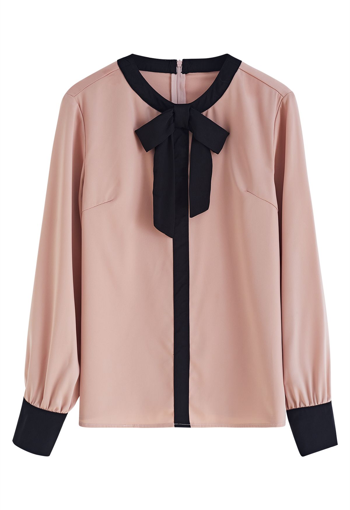 Contrast Bow Neck Satin Shirt