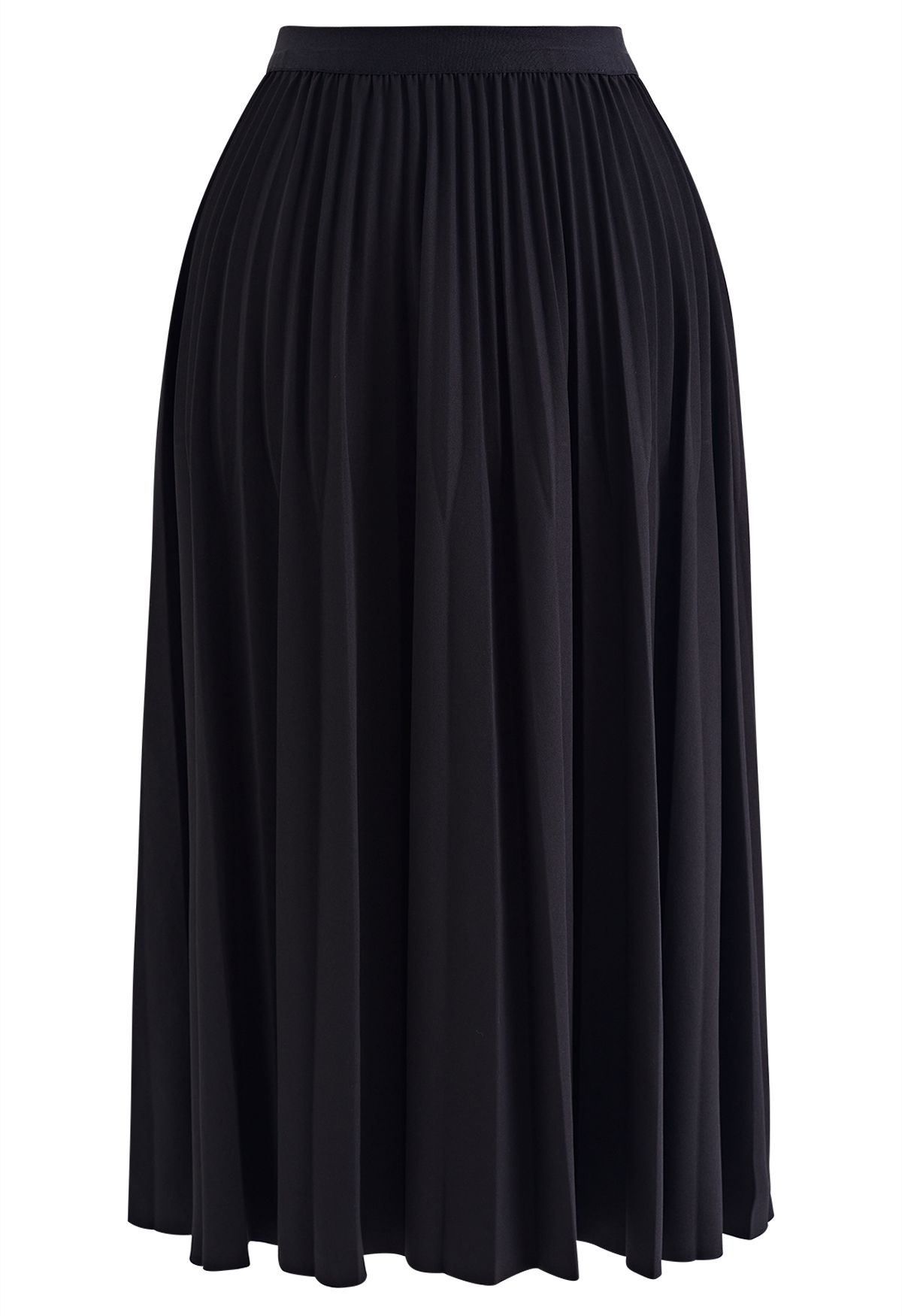 Black Pleated Midi Skirt