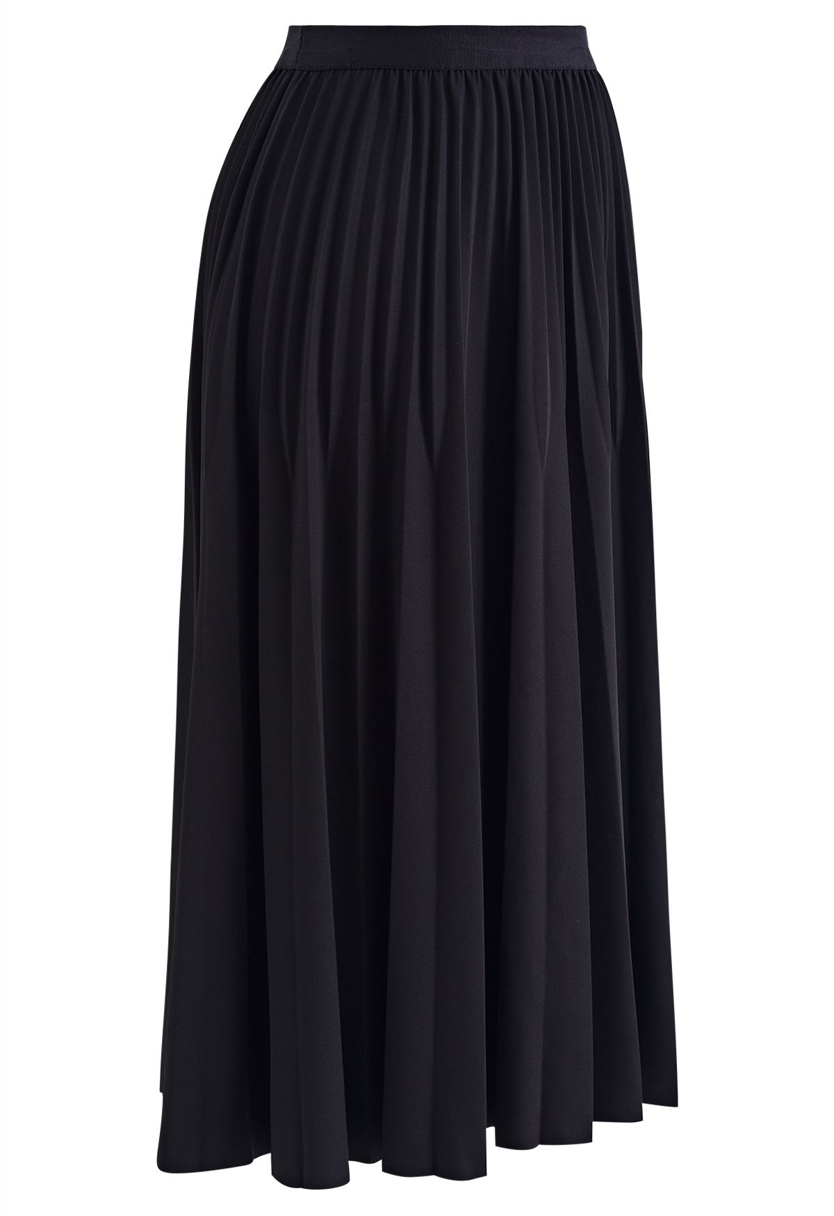 Black Pleated Midi Skirt