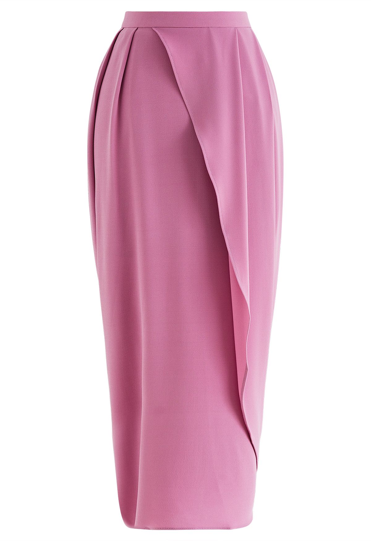 Tulip Pleated Ruched Maxi Skirt in Magenta