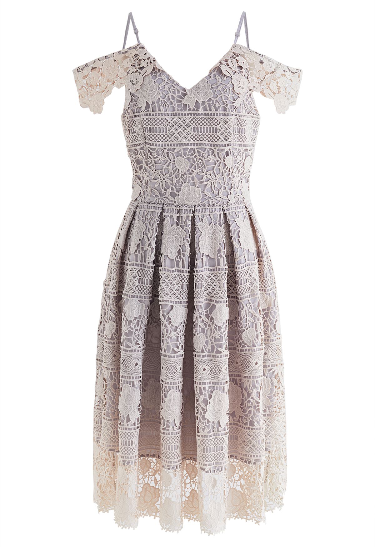 Delicate Crochet Cold-Shoulder Dress - Retro, Indie and Unique Fashion