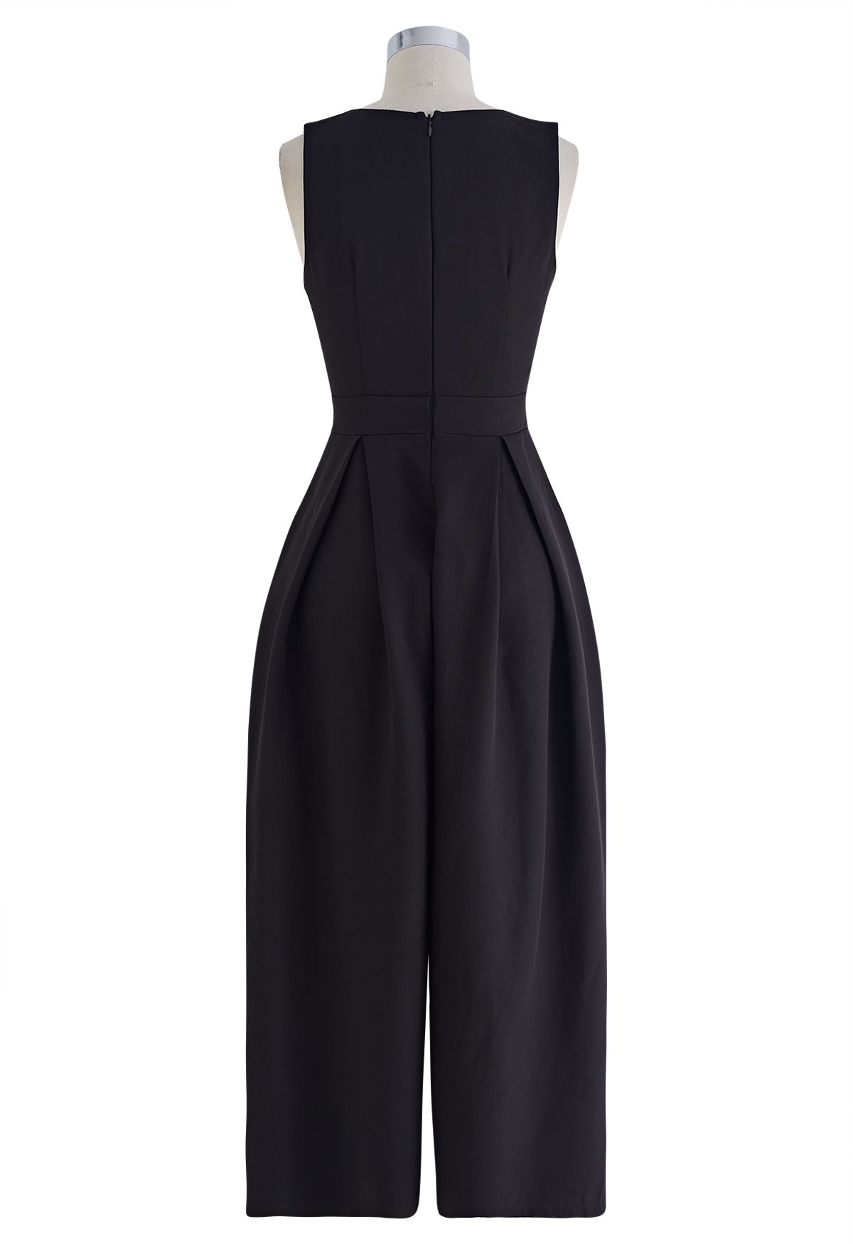 Sleeveless Twist Front Cutout Pleated Jumpsuit