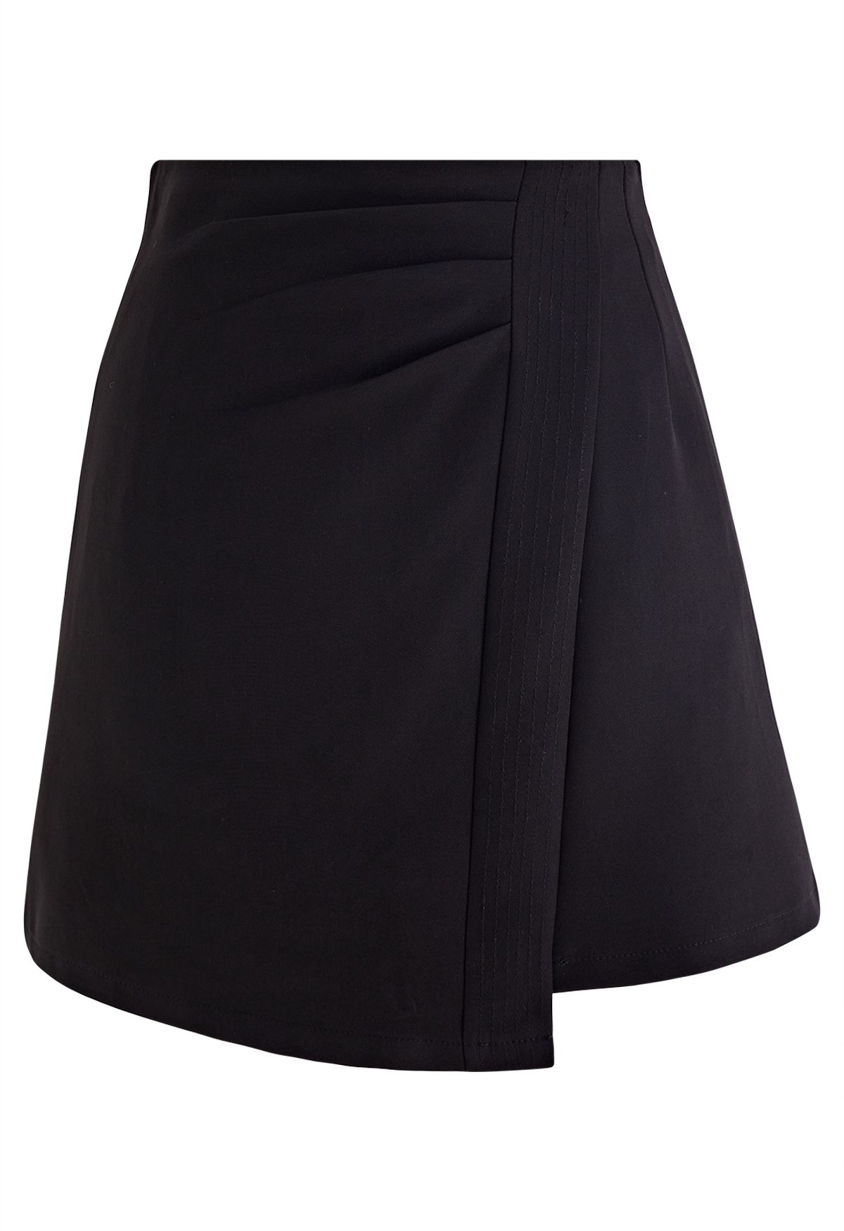 Pleat Detail Asymmetric Hem Mini Skirt - Retro, Indie and Unique Fashion