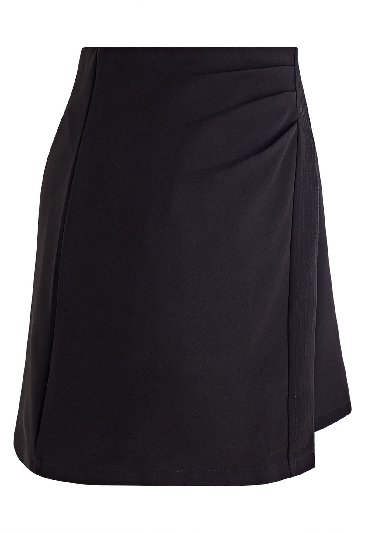 Pleat Detail Asymmetric Hem Mini Skirt - Retro, Indie and Unique Fashion