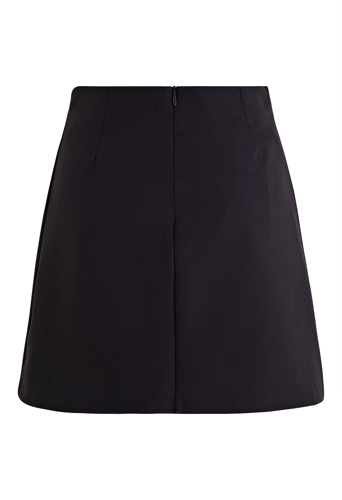 Pleat Detail Asymmetric Hem Mini Skirt - Retro, Indie and Unique Fashion