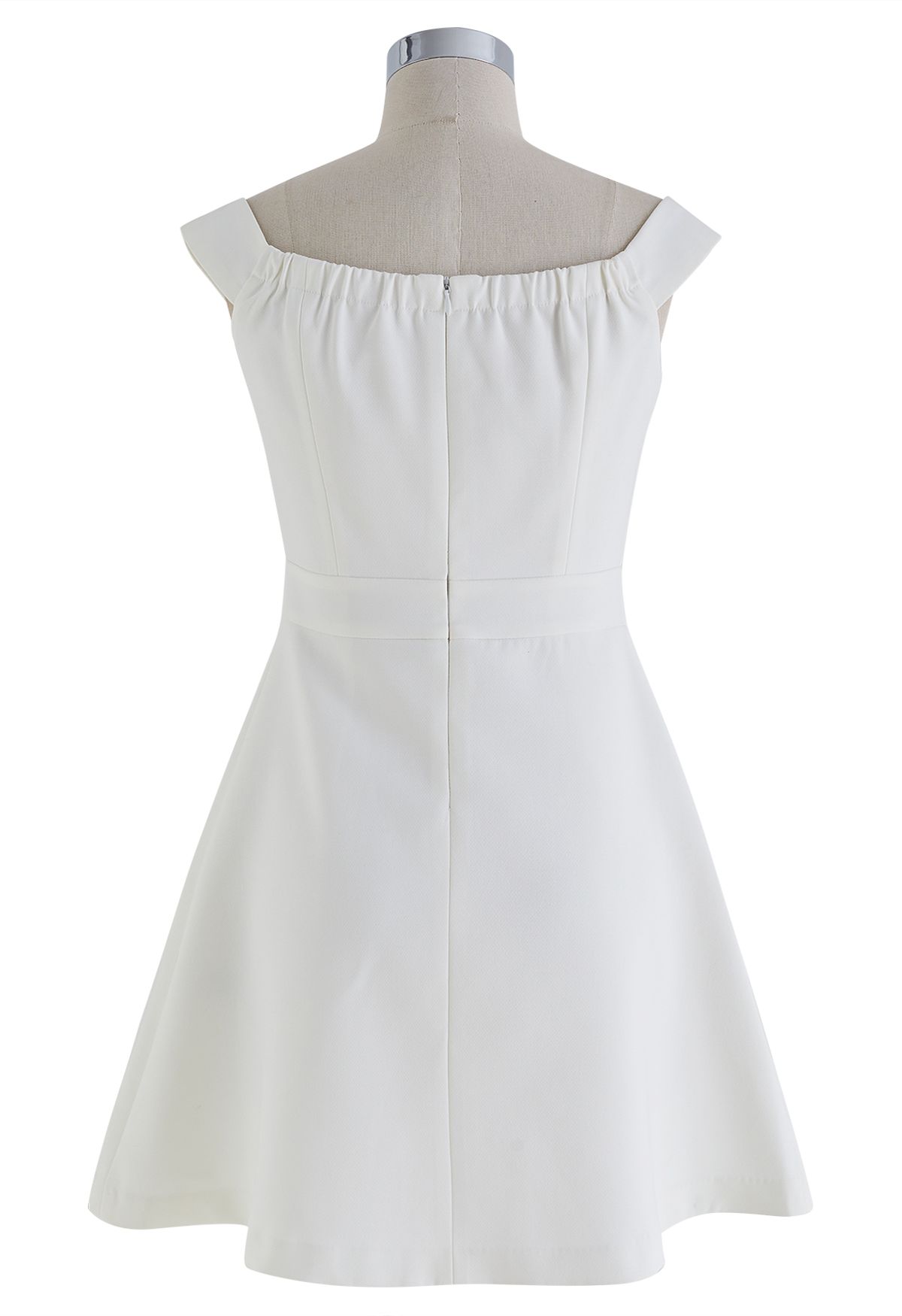 White Pleated Sleeveless Mini Dress