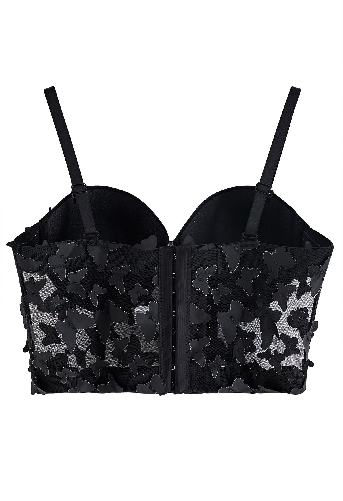 Chicwish Butterfly Appliques Bustier Crop Top in Black Black M