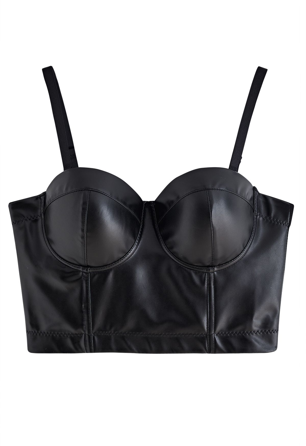 Faux Leather Bustier Crop Top in Black - Retro, Indie Fashion