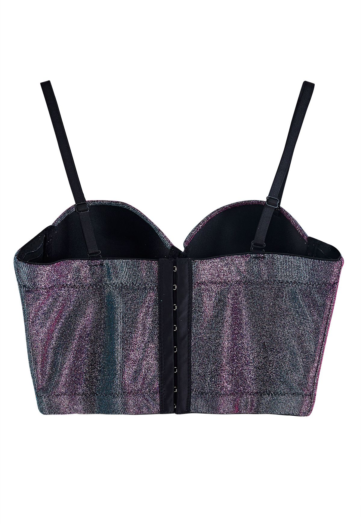 Dazzling Shiny Bustier Crop Top in Purple - Retro, Indie and
