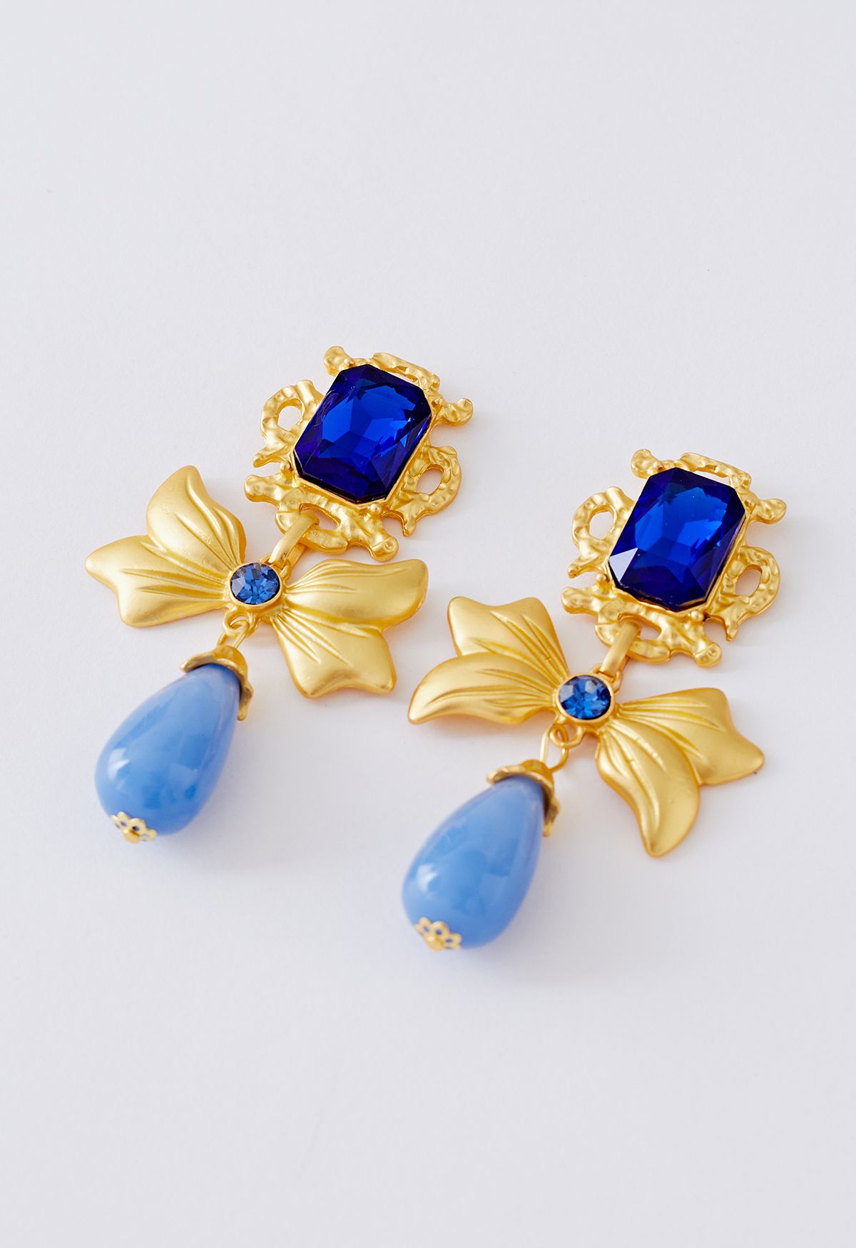 Golden Bowknot Colored Glaze Earrings - Retro, Indie and Unique Fashion