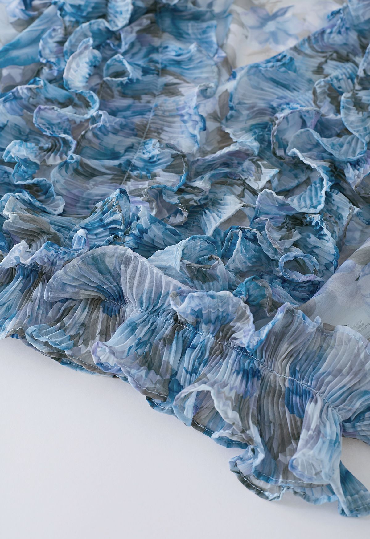 Fluttering Ruffle Semi-Sheer Crop Top in Blue Rose - Retro, Indie and ...