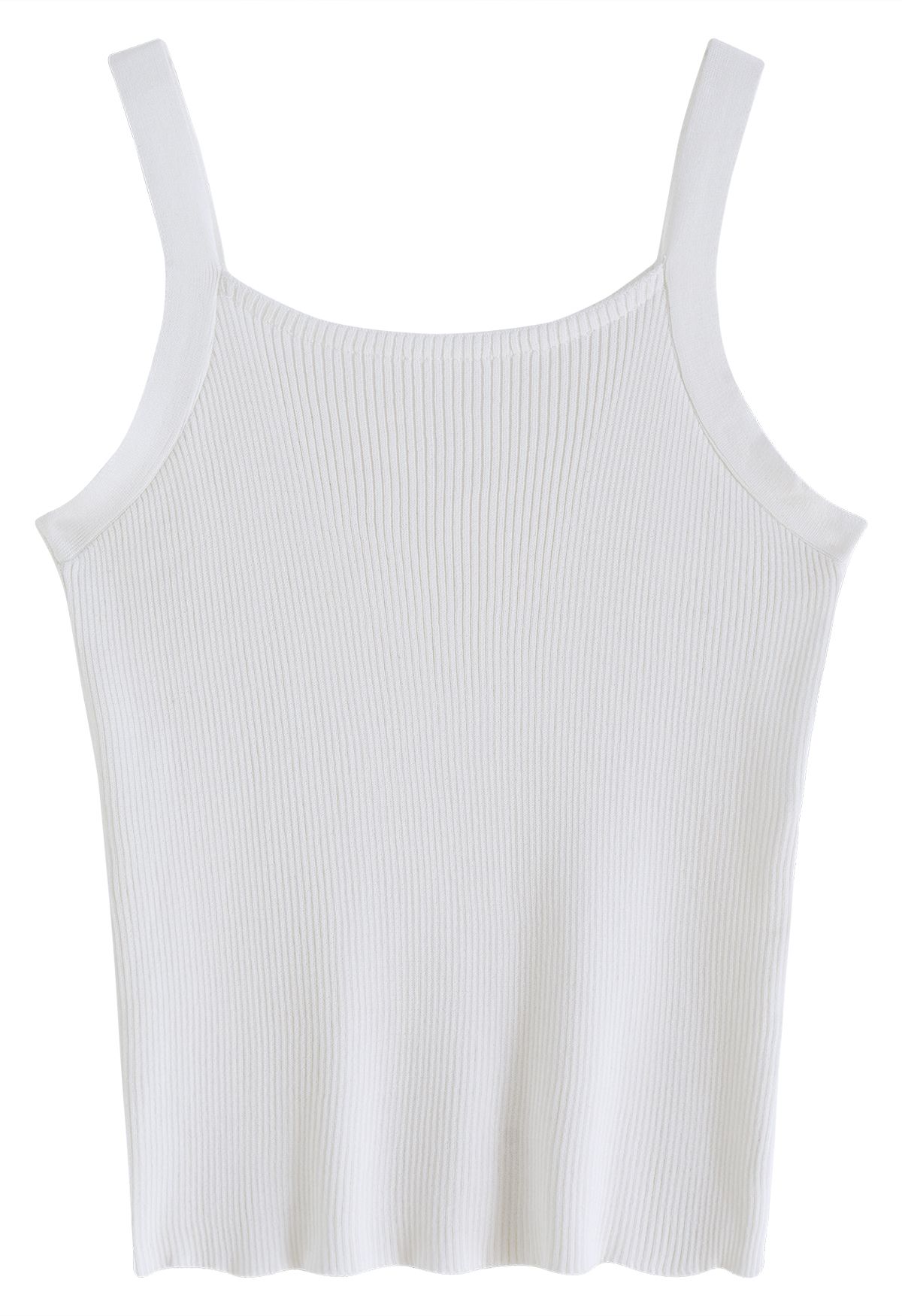 Stretchy Ribbed Knit Cami Top in White - Retro, Indie and Unique