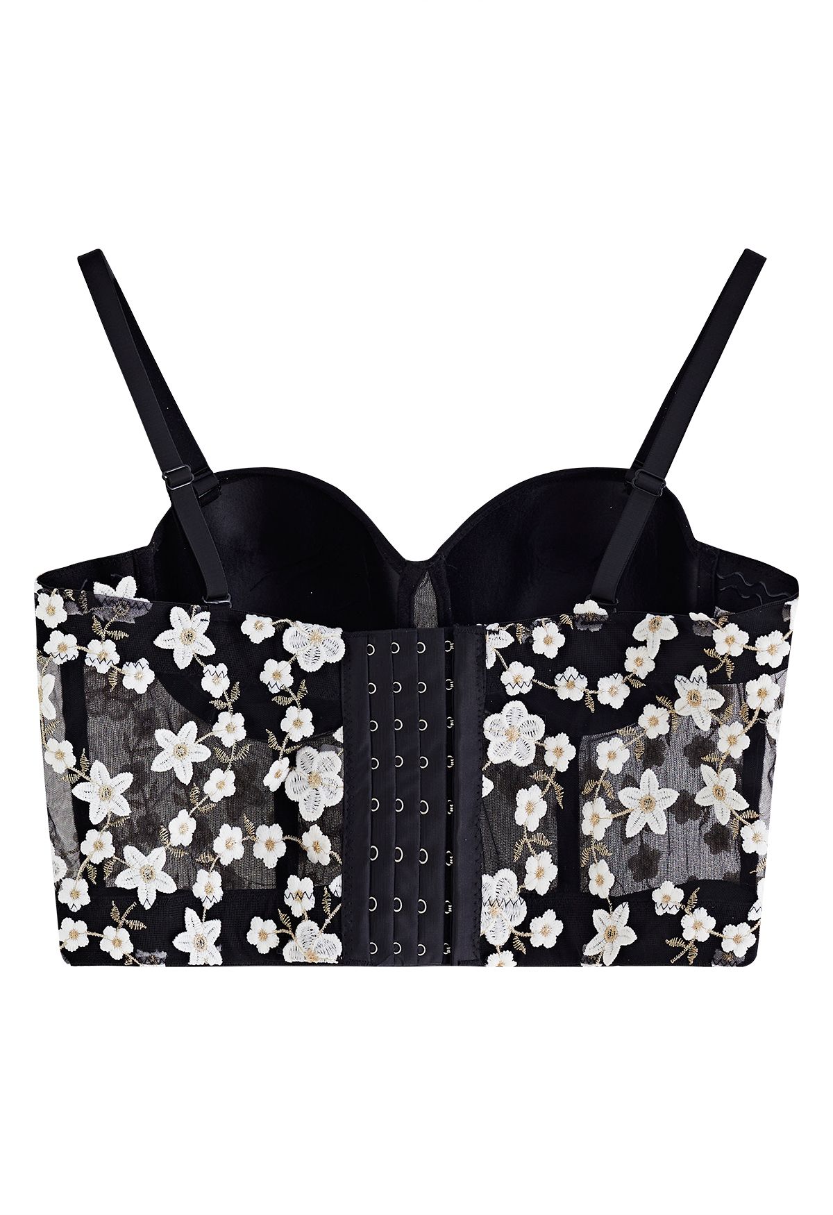 Chicwish Butterfly Appliques Bustier Crop Top in Black Black S