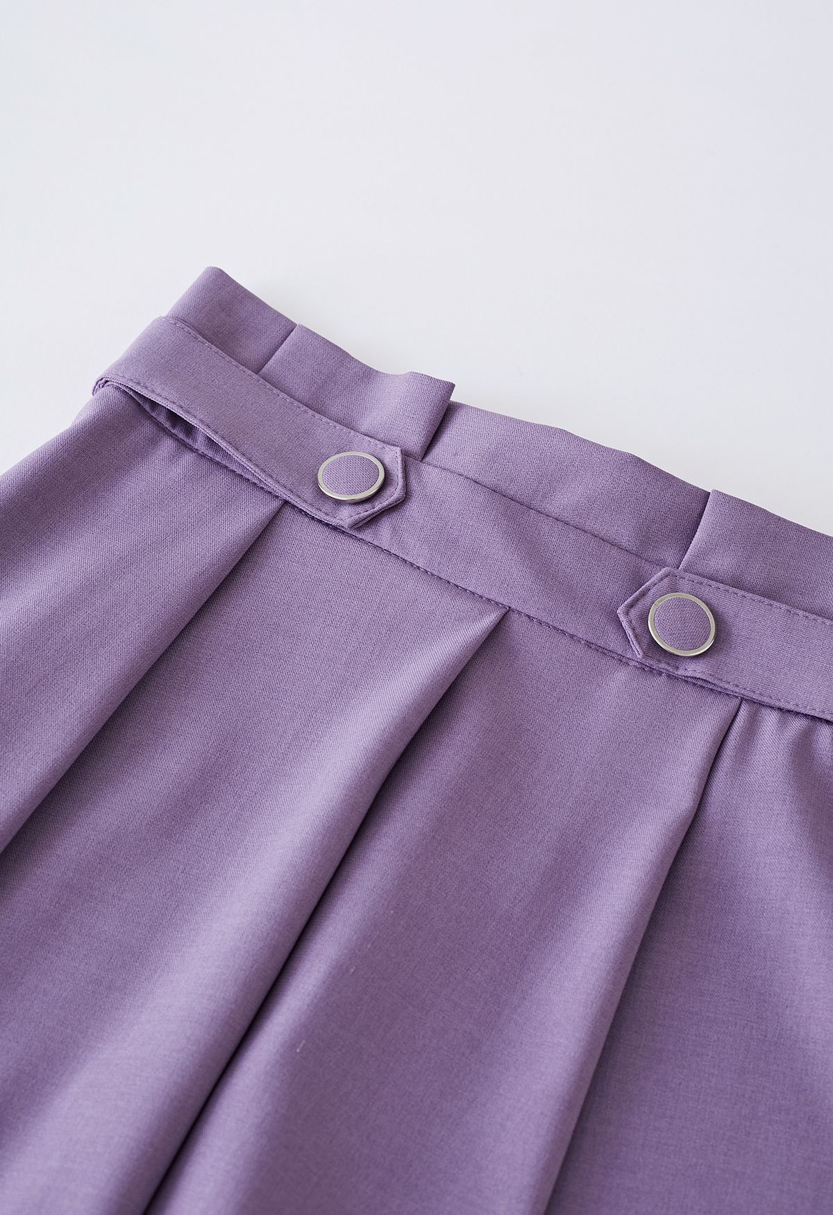 Pleated Buttoned Waist A-Line Midi Skirt in Lilac - Retro, Indie and ...
