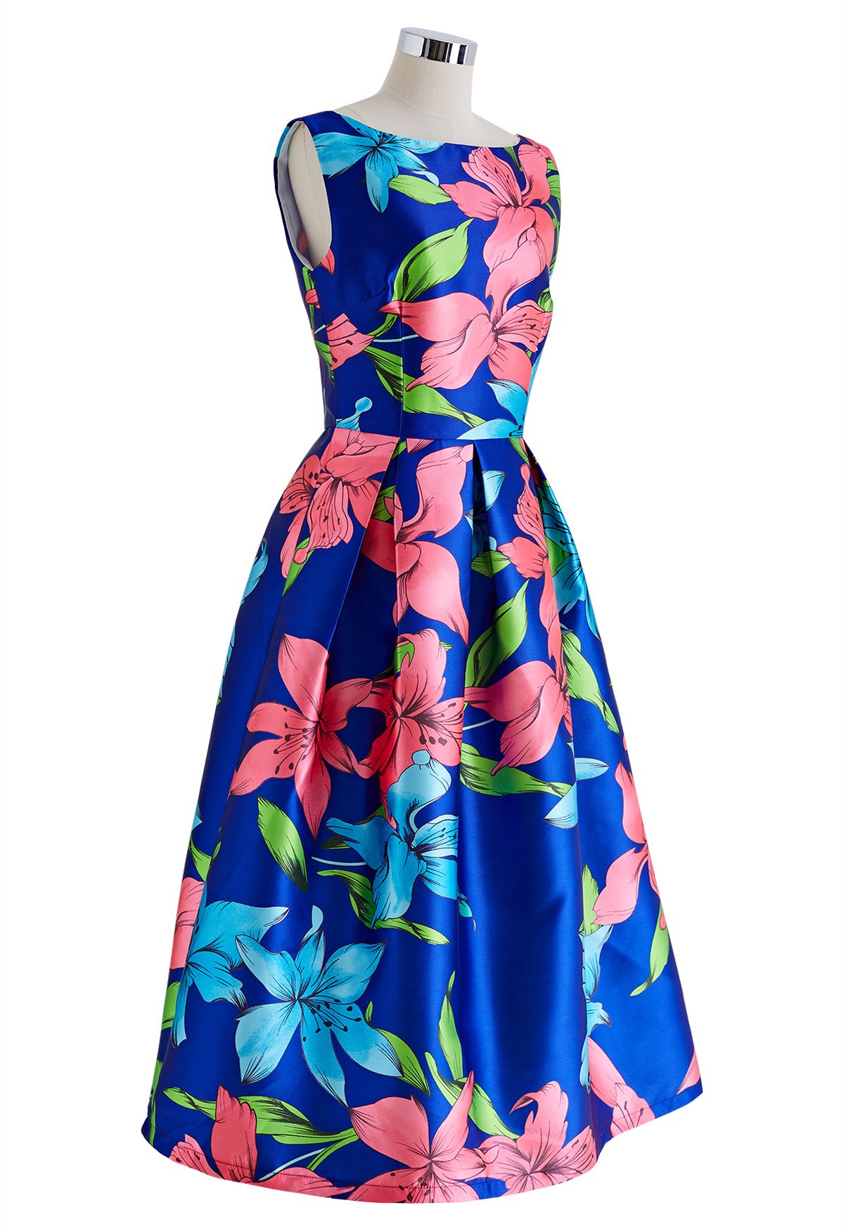 Flamboyant Blossom Sleeveless Midi Dress - Retro, Indie and Unique Fashion