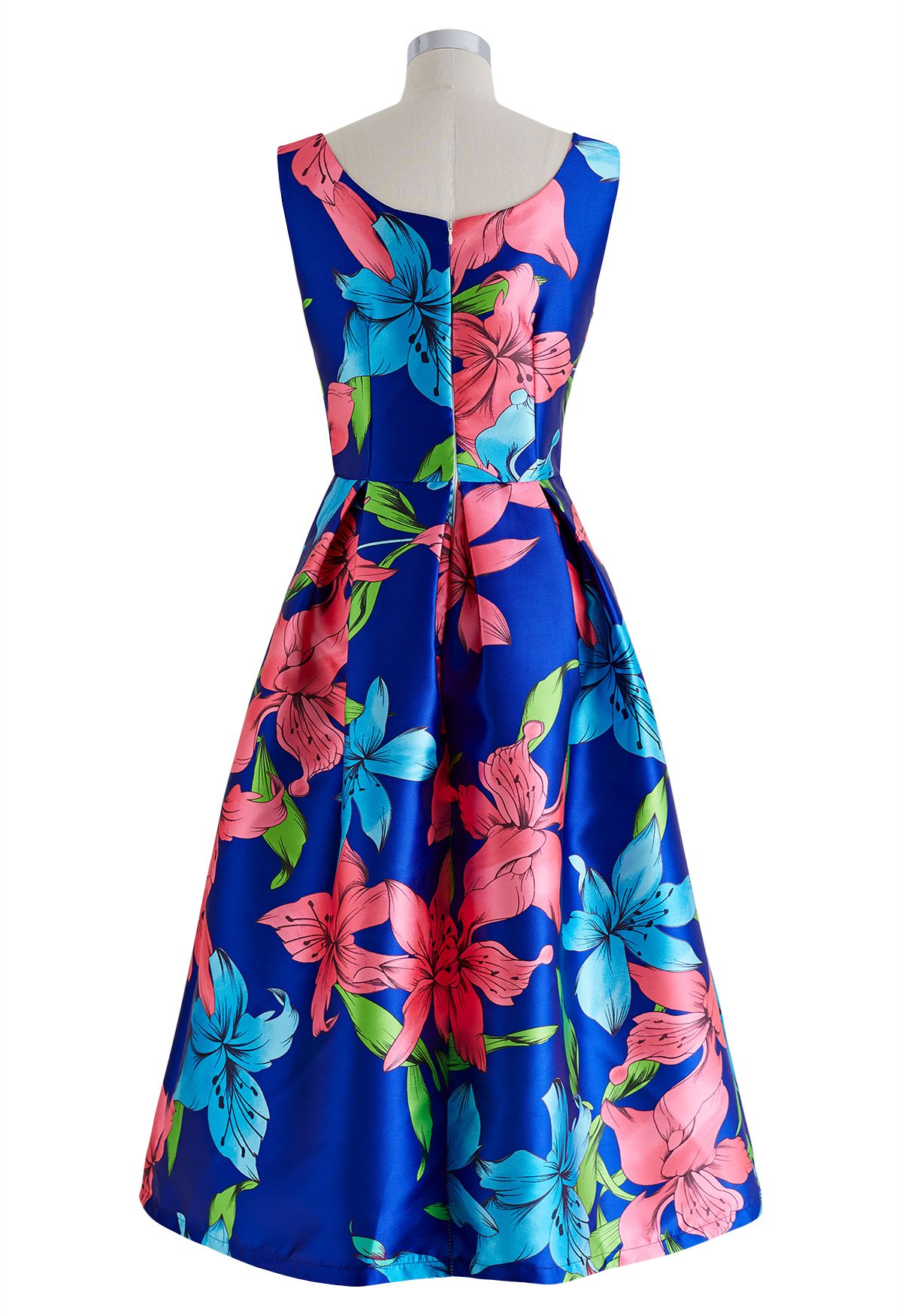 Flamboyant Blossom Sleeveless Midi Dress - Retro, Indie and Unique Fashion