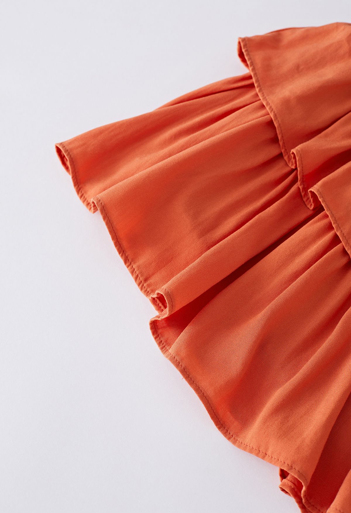Tiered Ruffle Shirred Waist Mini Skirt in Orange - Retro, Indie and ...