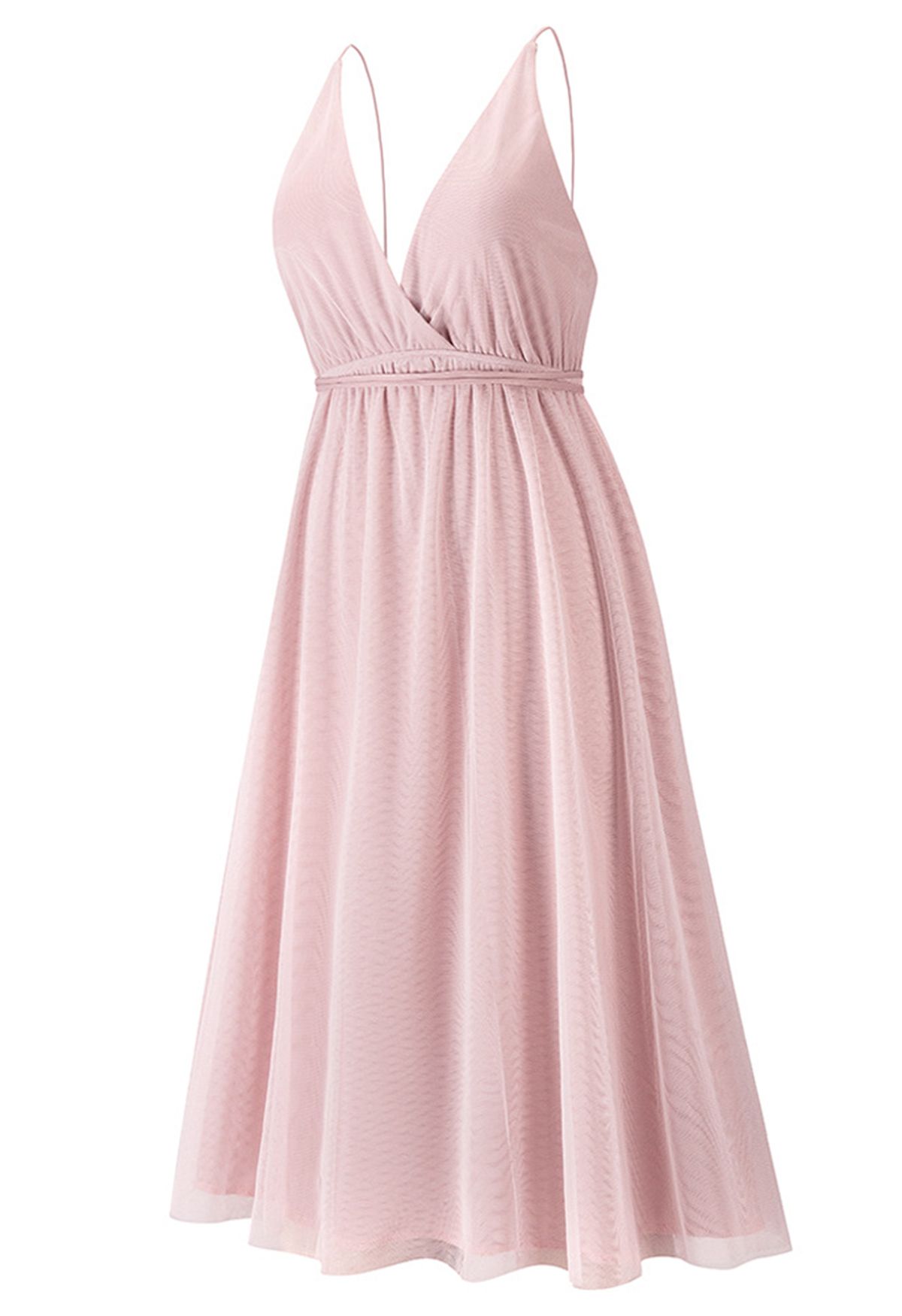 Crisscross Open Back Wrap Mesh Tulle Dress in Pink - Retro, Indie and ...