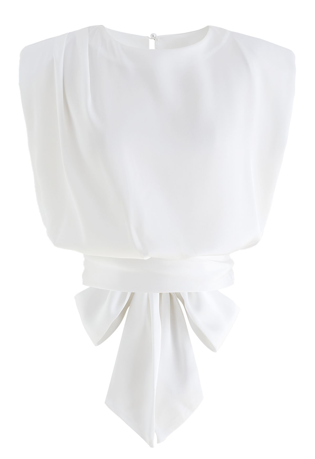 Satin Tie Back Sleeveless Top in White - Retro, Indie and Unique Fashion