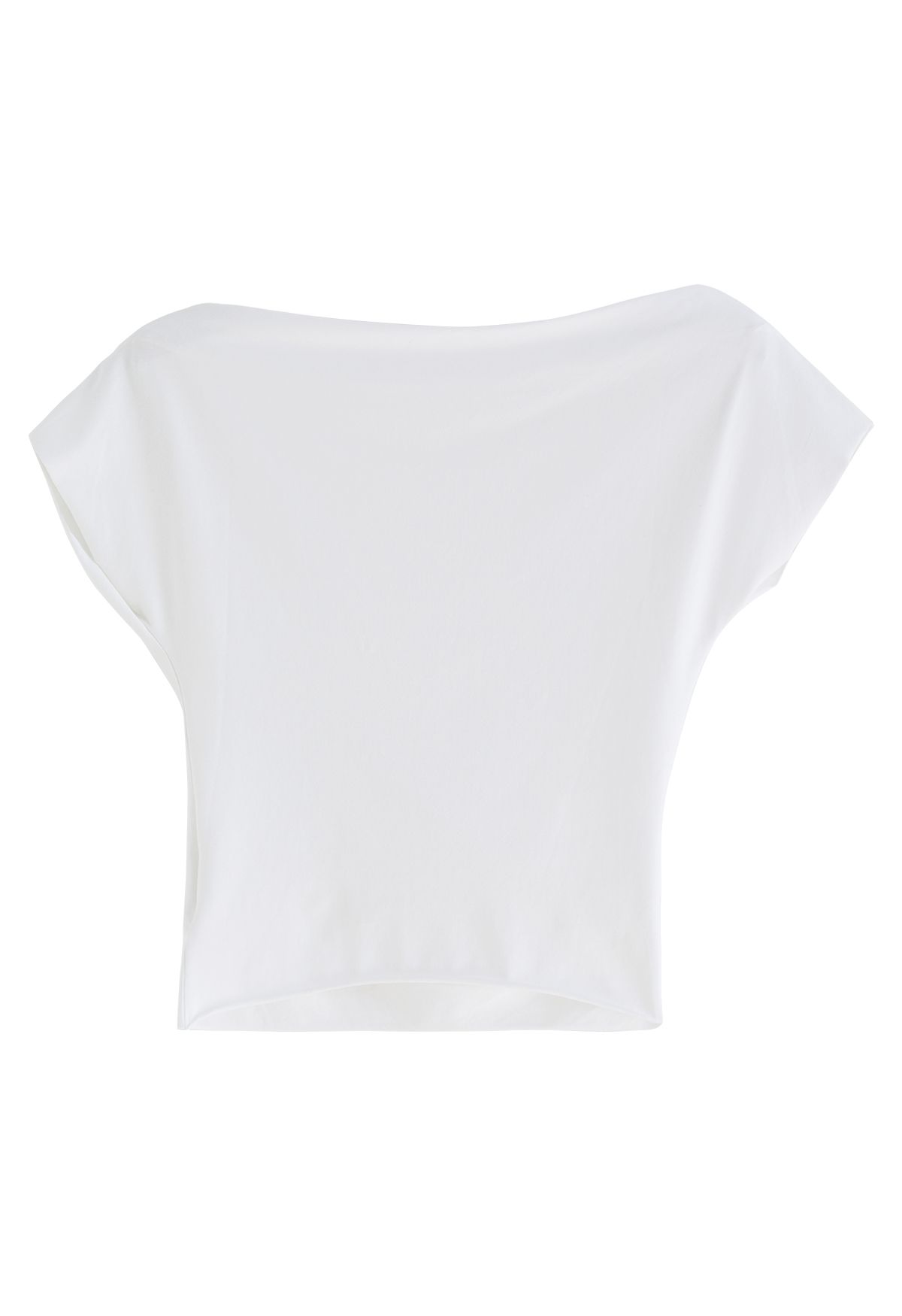 Asymmetric Boat Neck Ruched Top in White - Retro, Indie and Unique Fashion